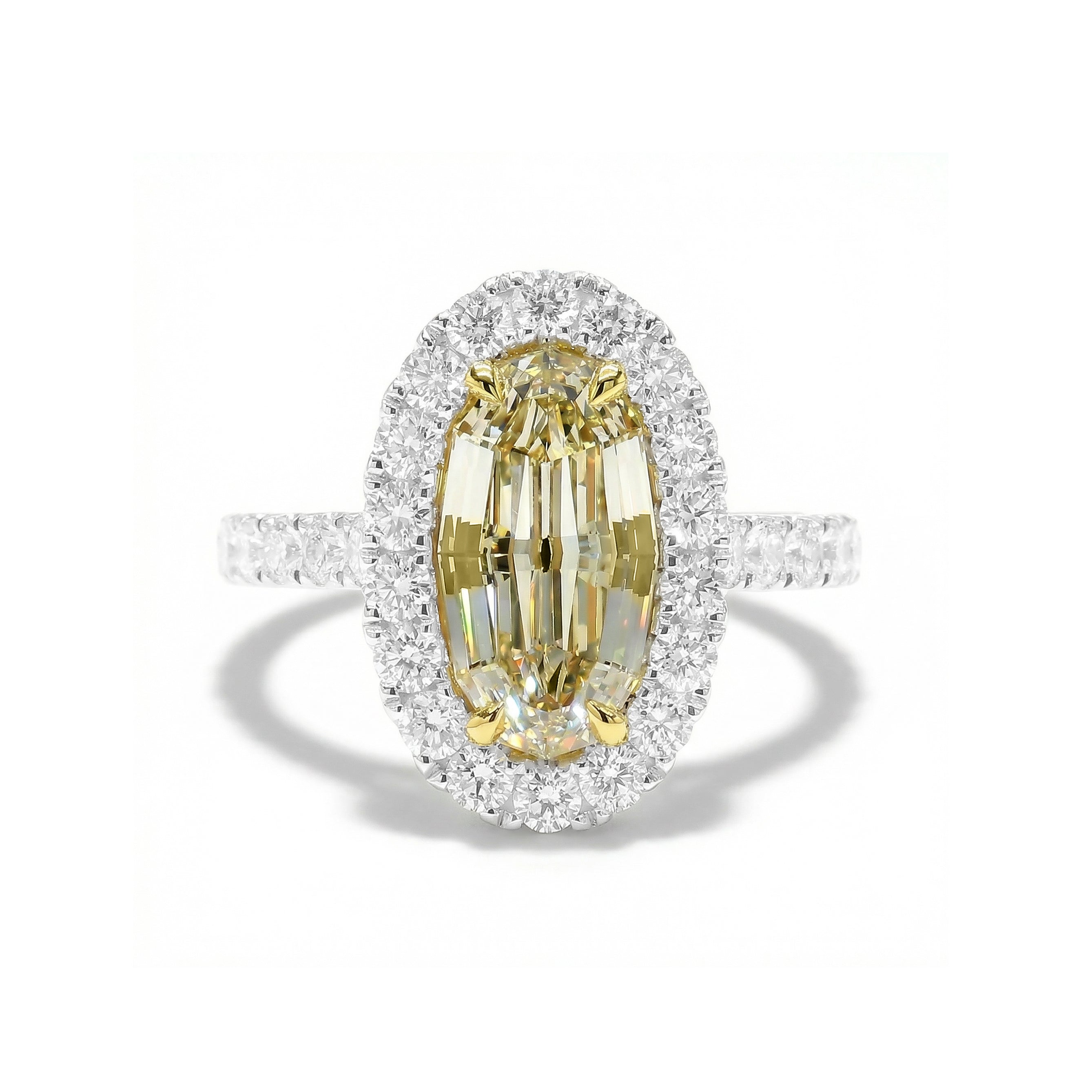 Natural Yellow Oval Diamond Halo Ring | GIA Certified product image 1