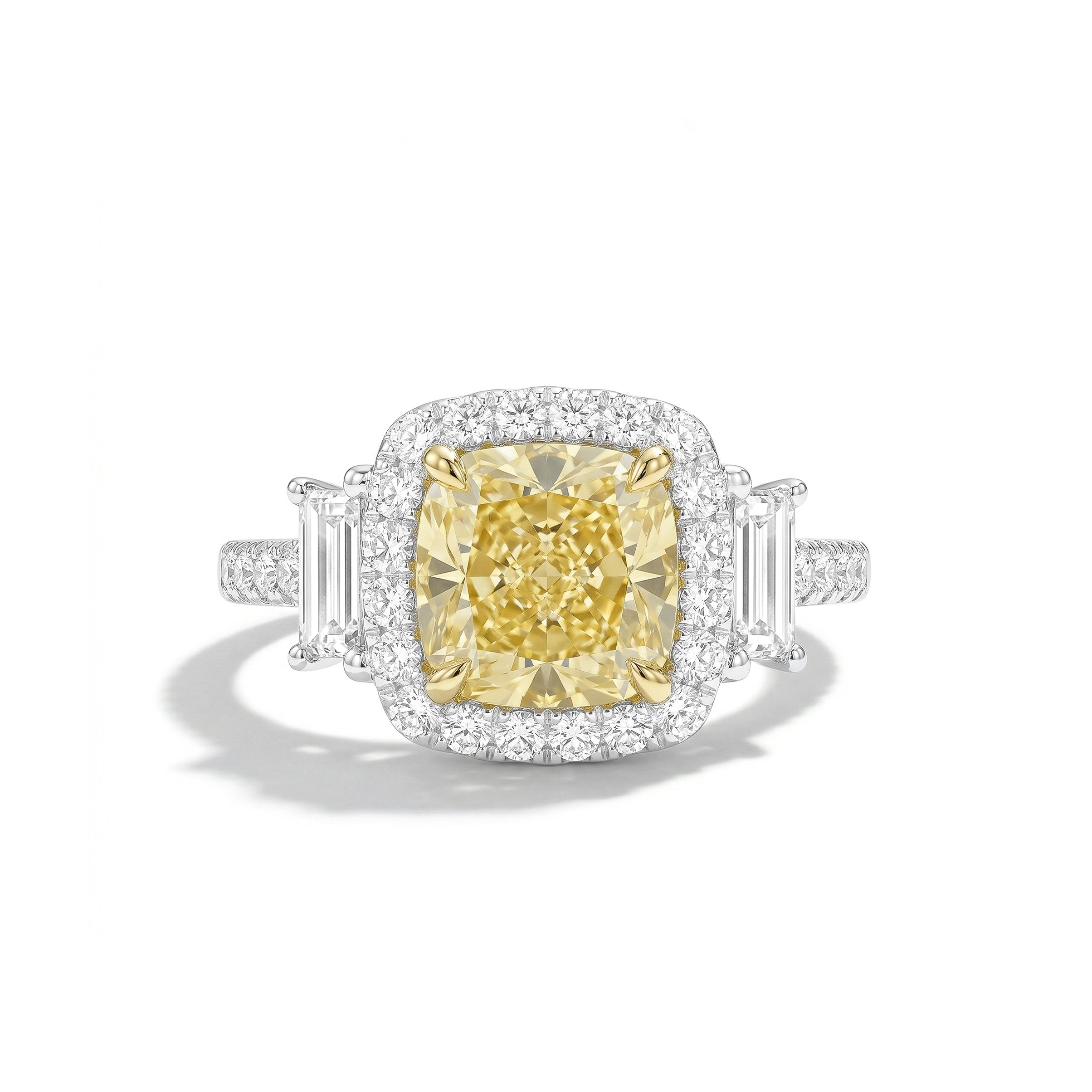 Natural Yellow Cushion Diamond Halo Ring | GIA Certified product image 1