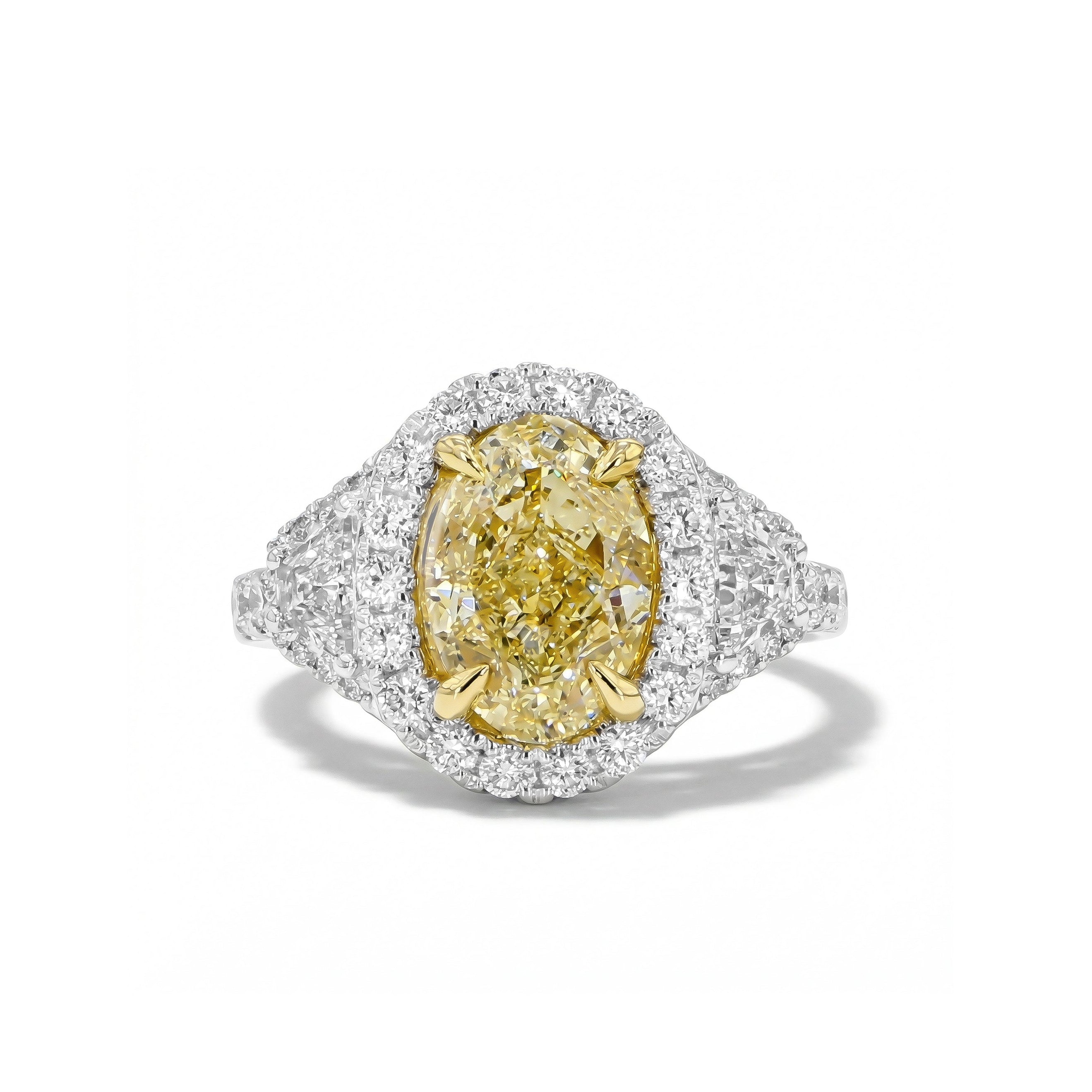 Natural Yellow Oval Diamond Halo Ring | GIA Certified product image 1