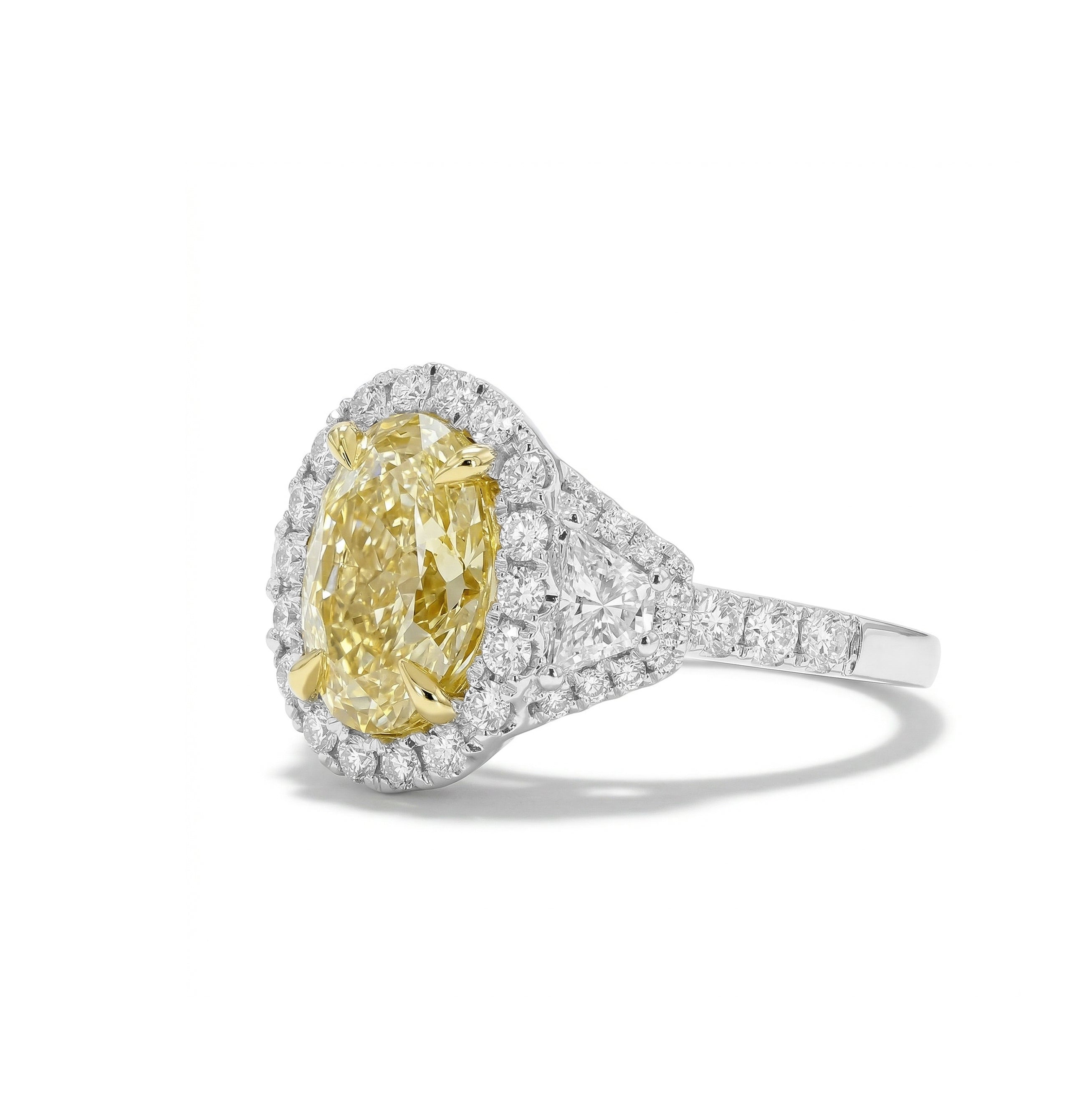 Natural Yellow Oval Diamond Halo Ring | GIA Certified product image 2