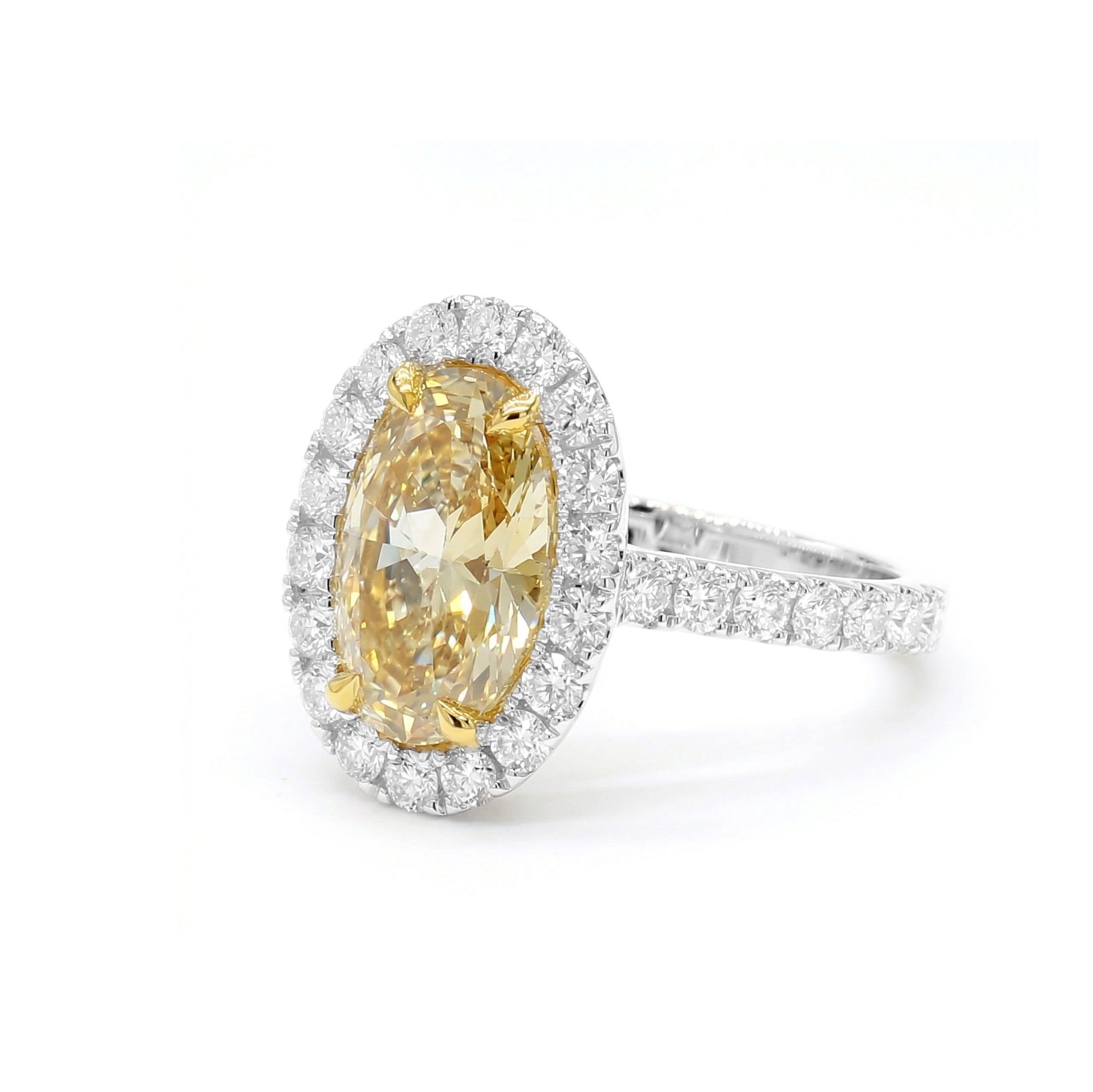 Natural Yellow Oval Diamond Halo Ring | GIA Certified product image 2