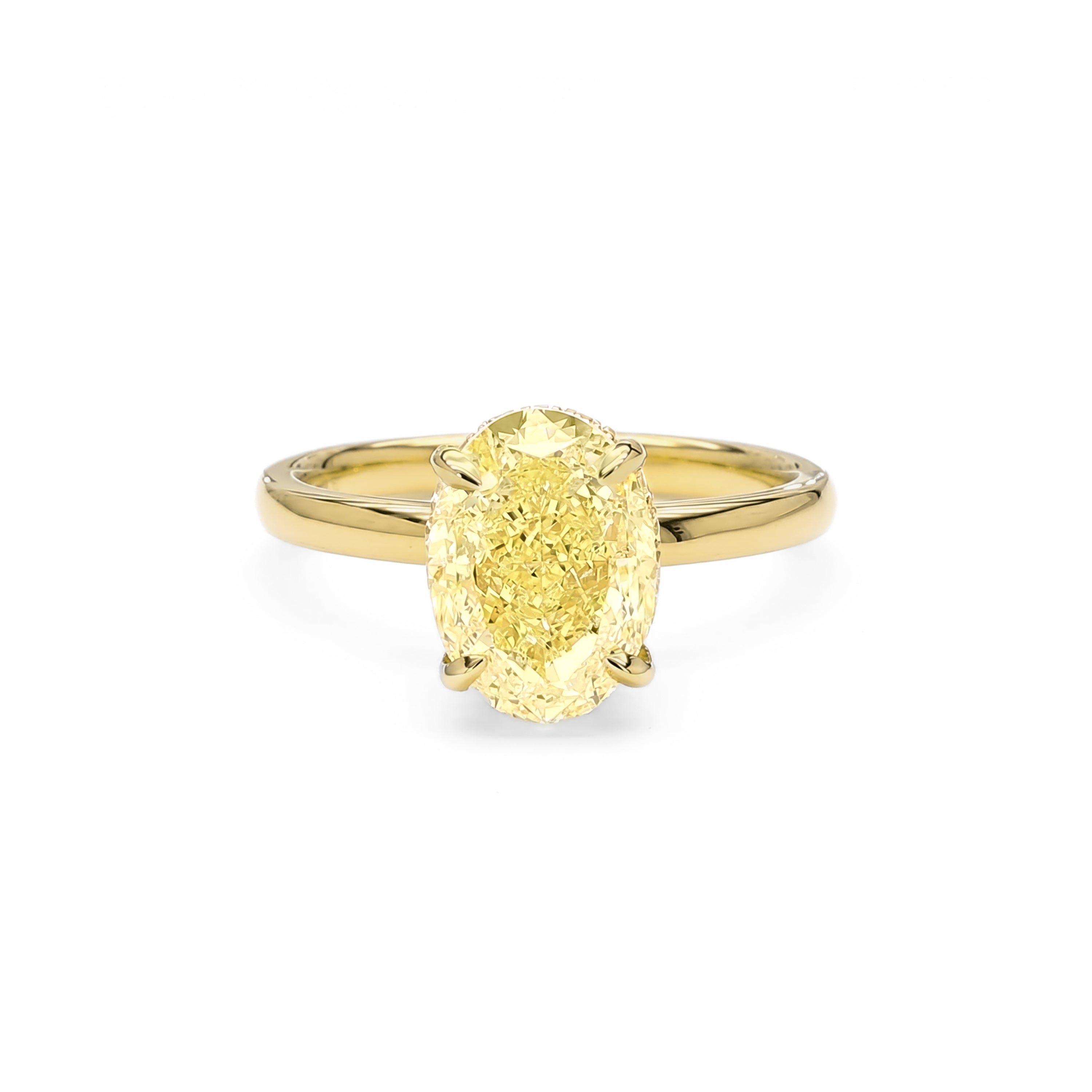 Natural Yellow Oval Diamond Hidden Halo Ring | GIA CERTIFIED