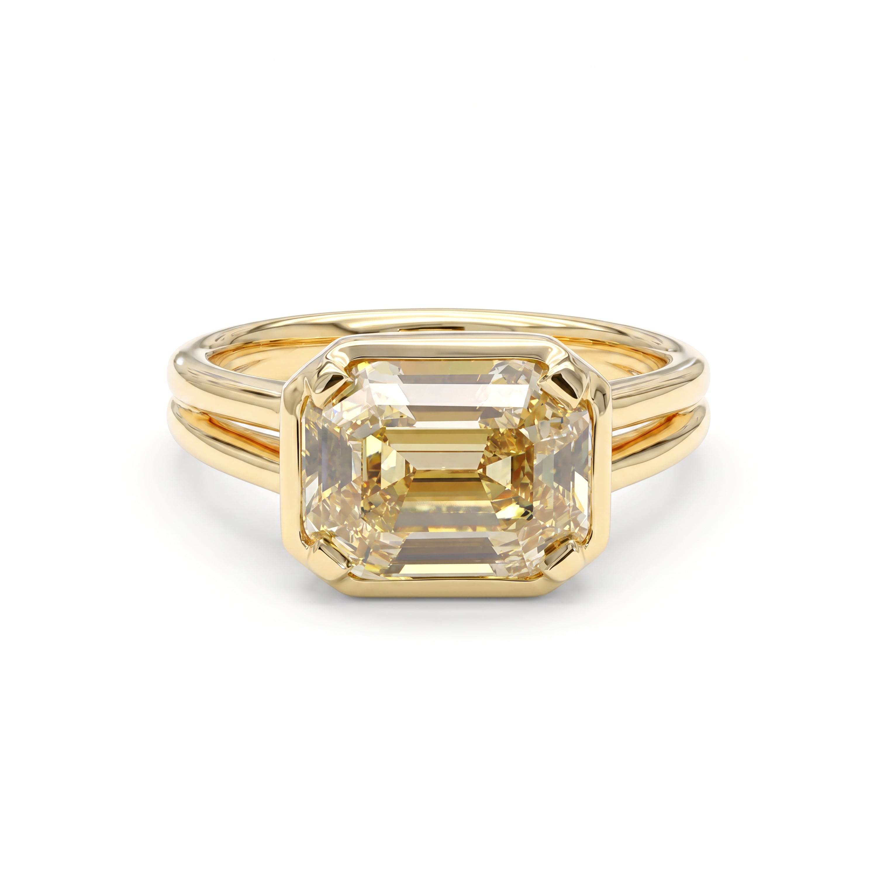 Natural Yellow Baguette Diamond Bezel Ring | GIA Certified