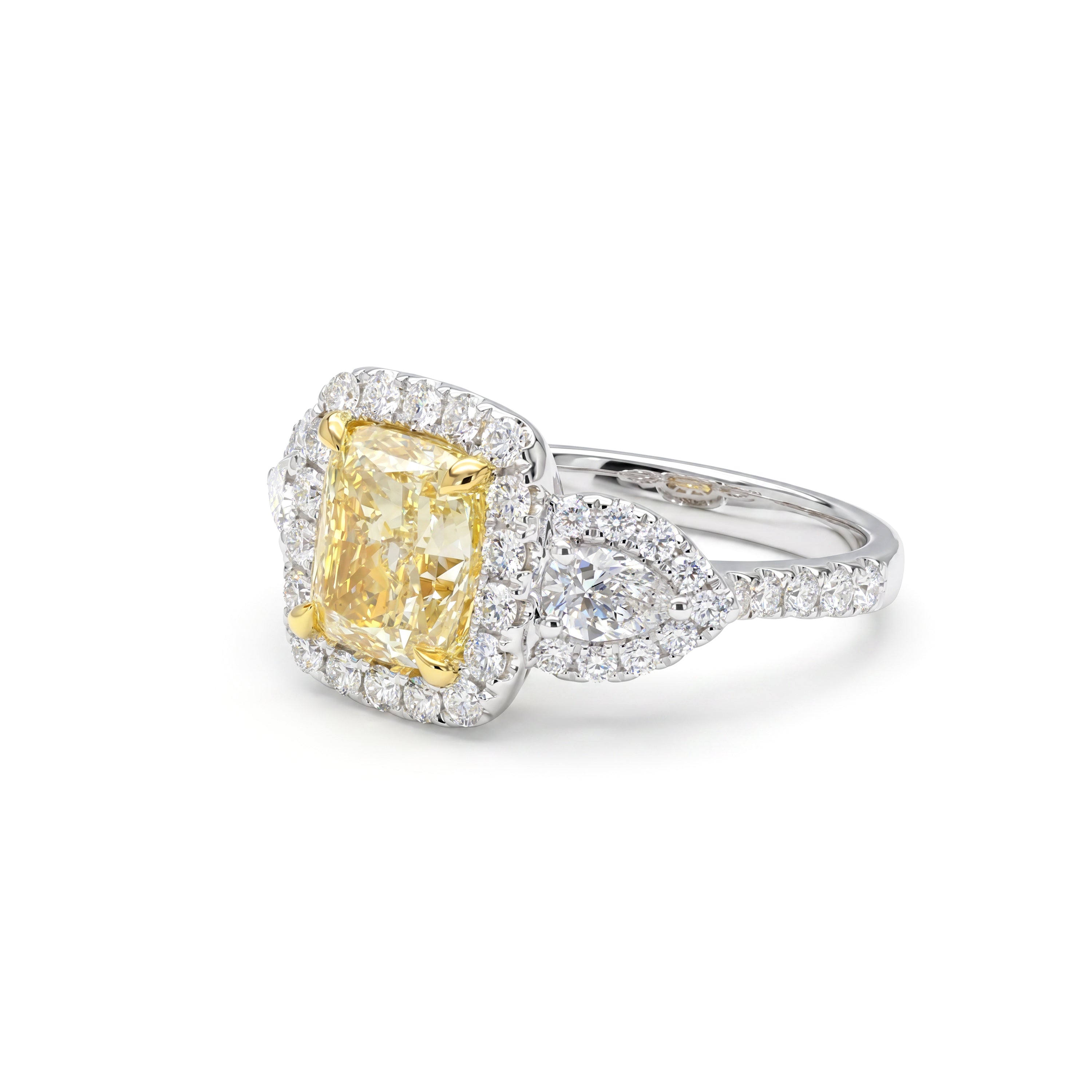 Natural Yellow Diamond Halo Ring | GIA Certified
