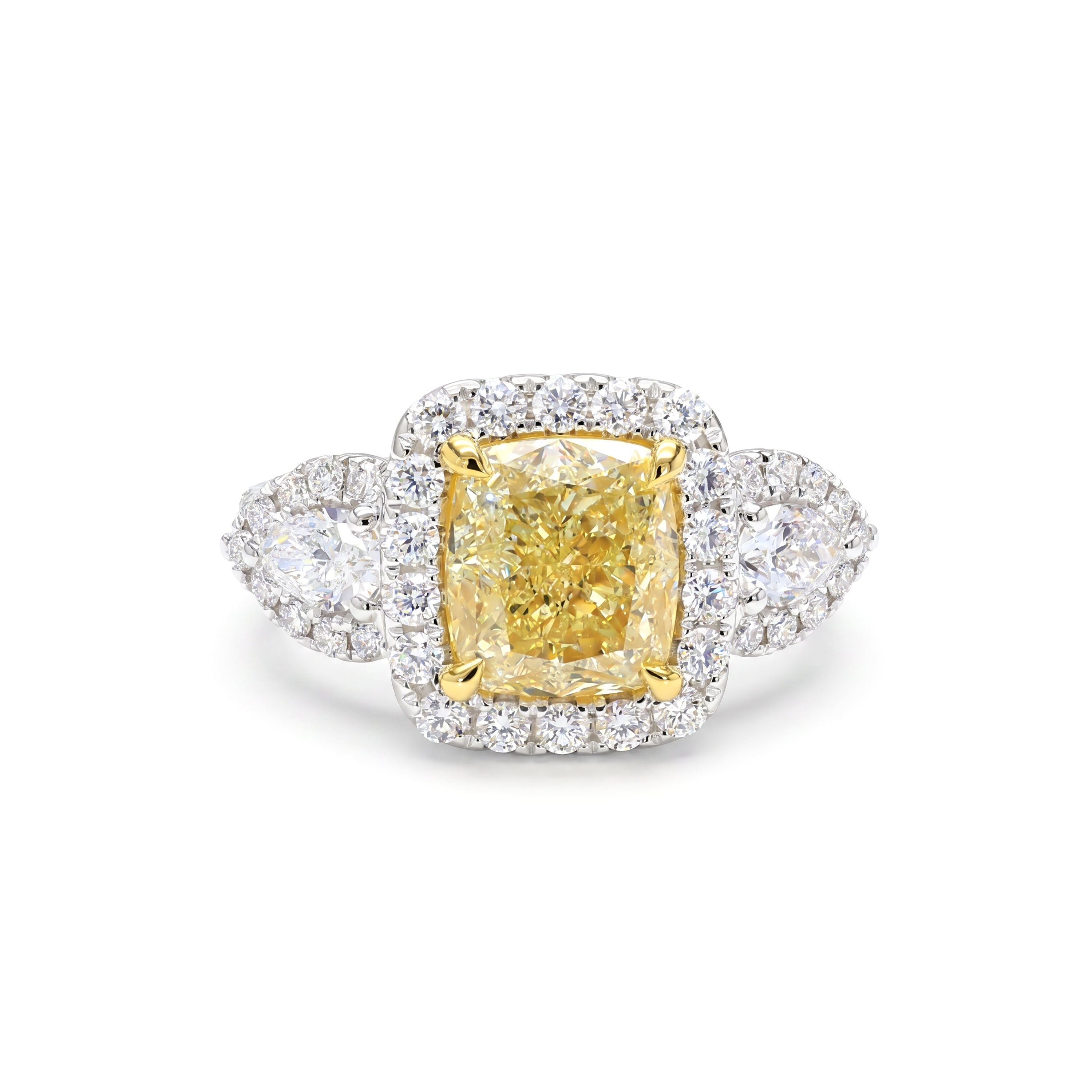 Natural Yellow Diamond Halo Ring | GIA Certified
