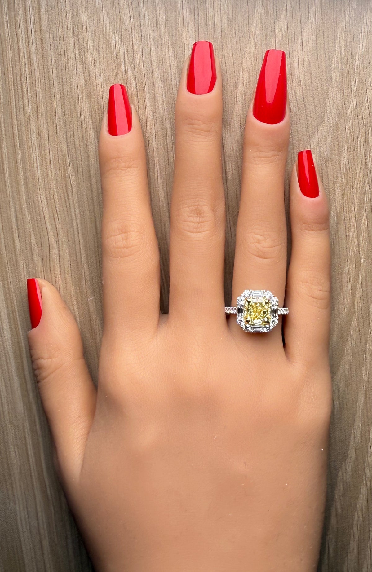 Natural Yellow Radiant Diamond Ring | GIA Certified