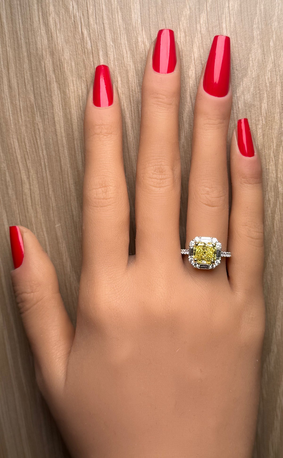 Natural Yellow Radiant Diamond Ring | GIA Certified