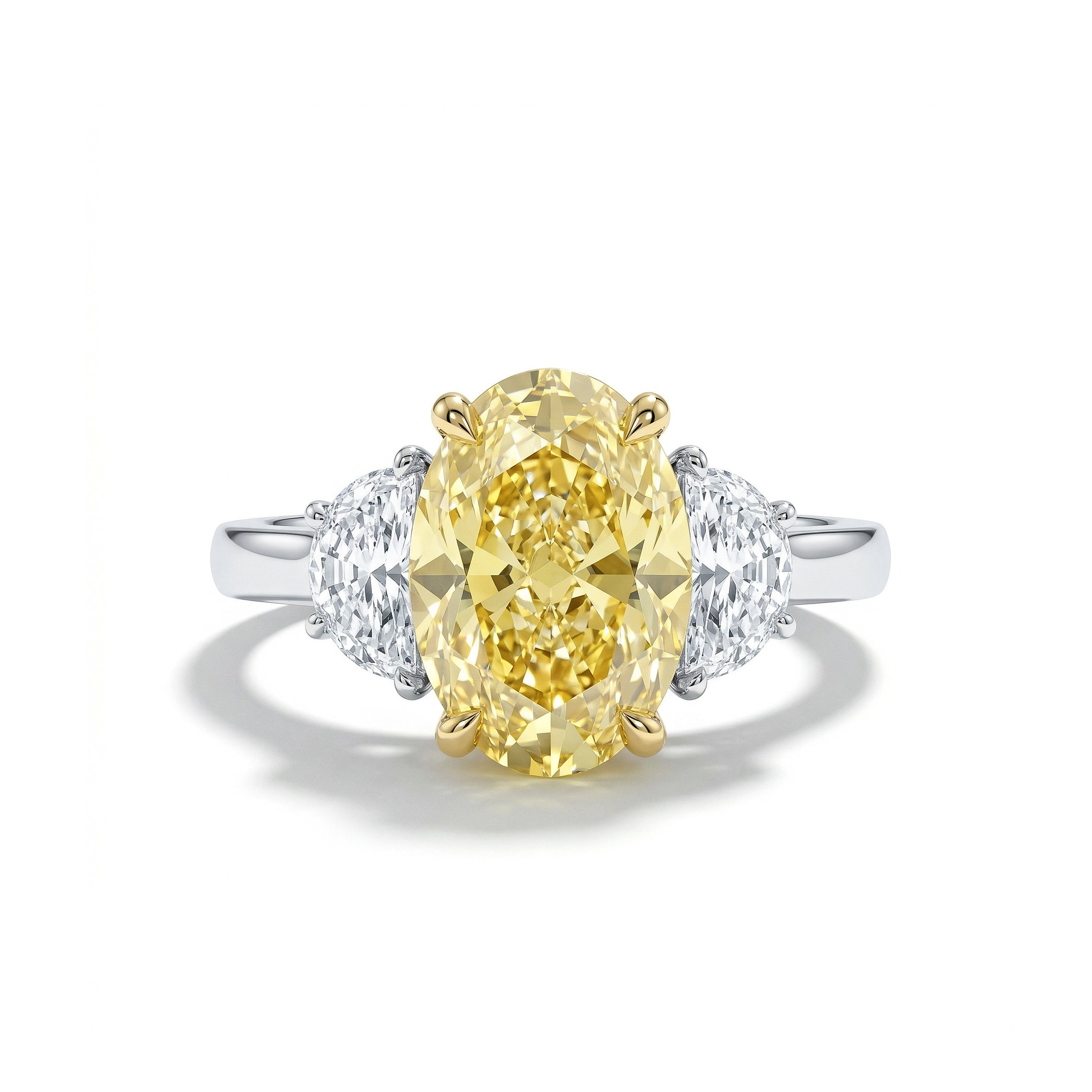 Natural Yellow Oval Diamond Three Stone Ring | GIA Certified product image 1