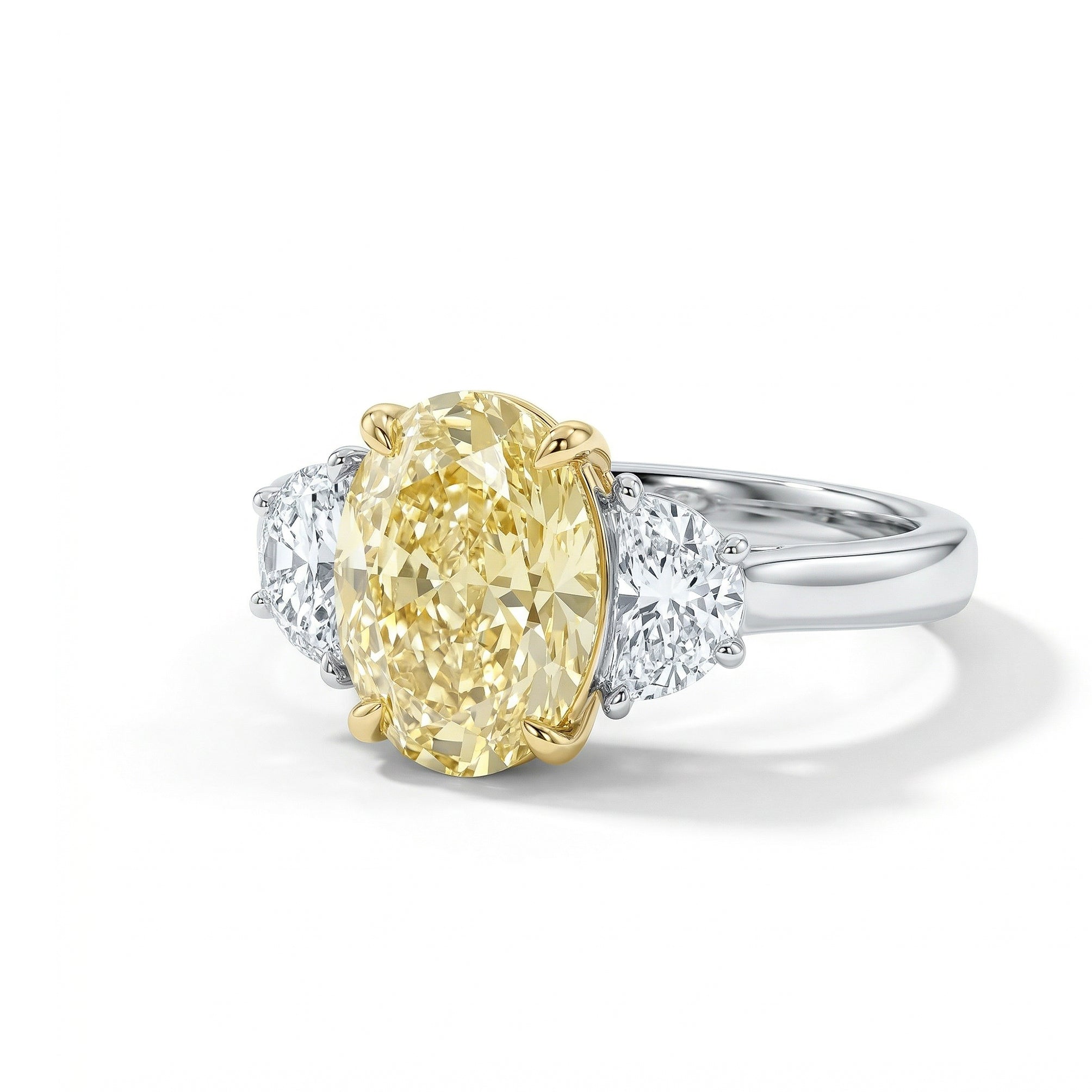 Natural Yellow Oval Diamond Three Stone Ring | GIA Certified product image 2