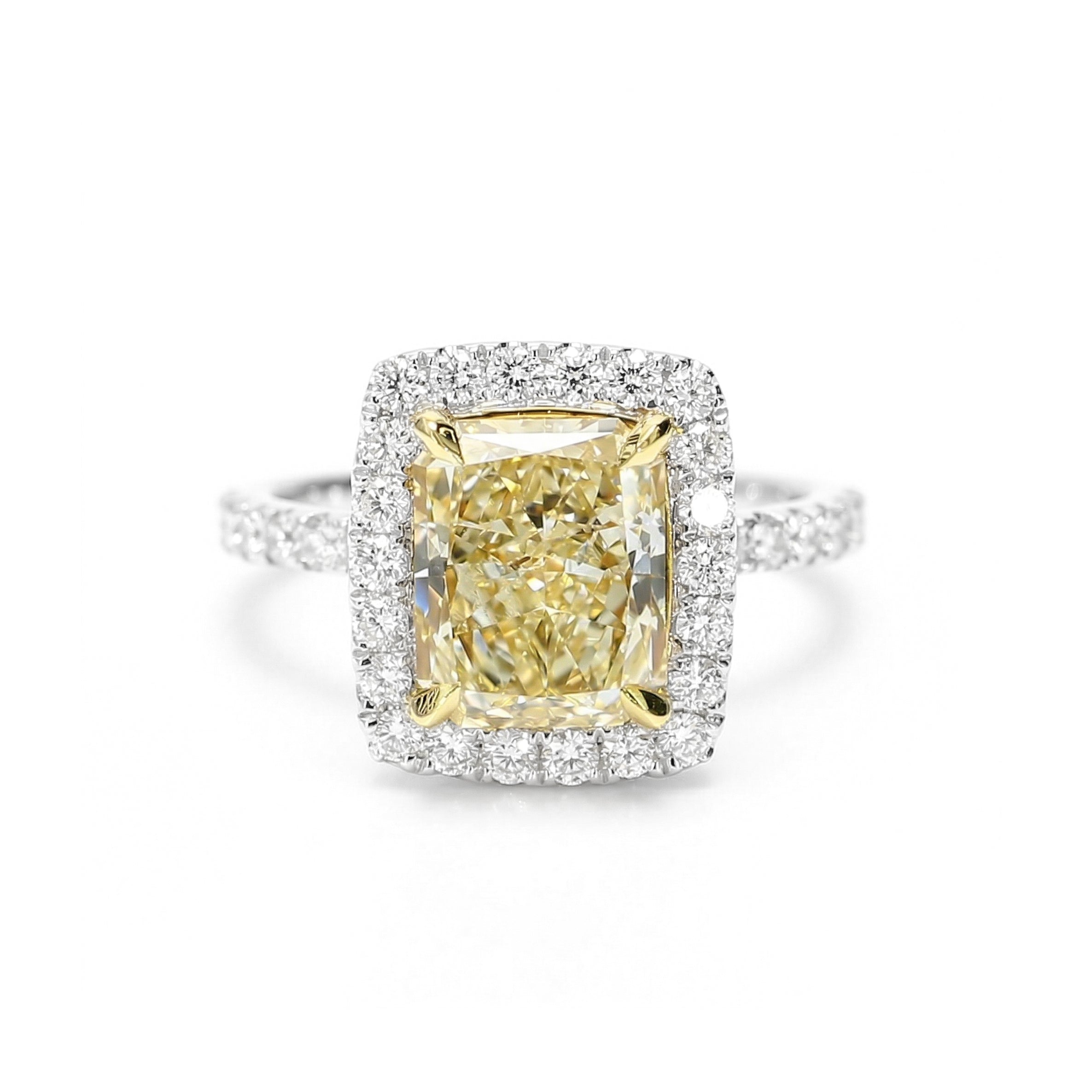 Natural Yellow Radiant Diamond Halo Ring | GIA Certified product image 1