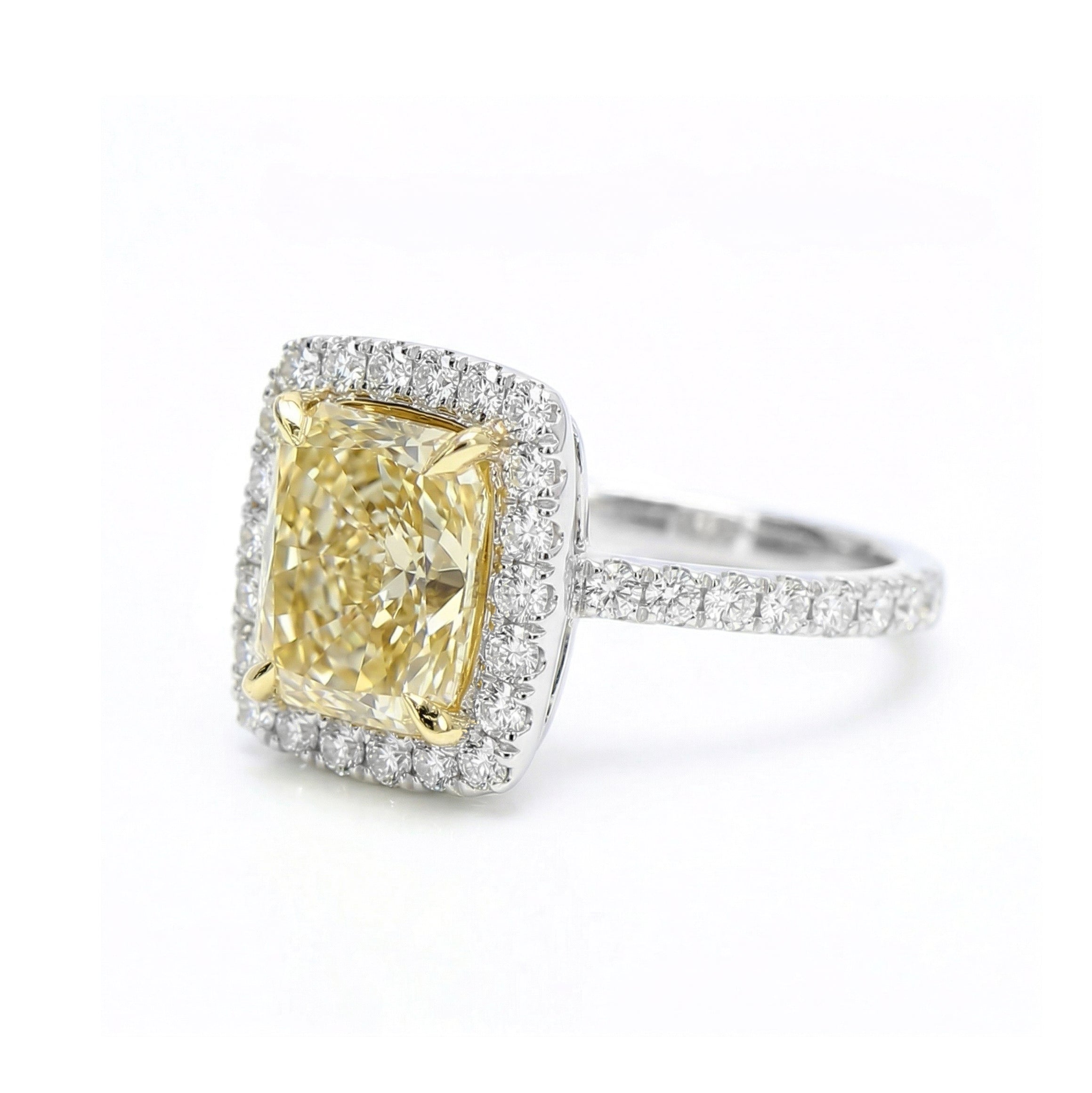 Natural Yellow Radiant Diamond Halo Ring | GIA Certified product image 2
