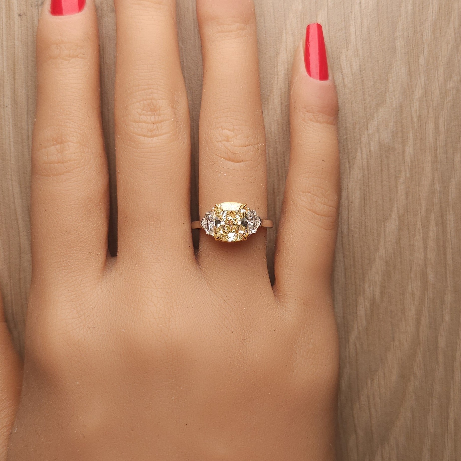 Natural Yellow Cushion Diamond Ring GIA Certified product image 5