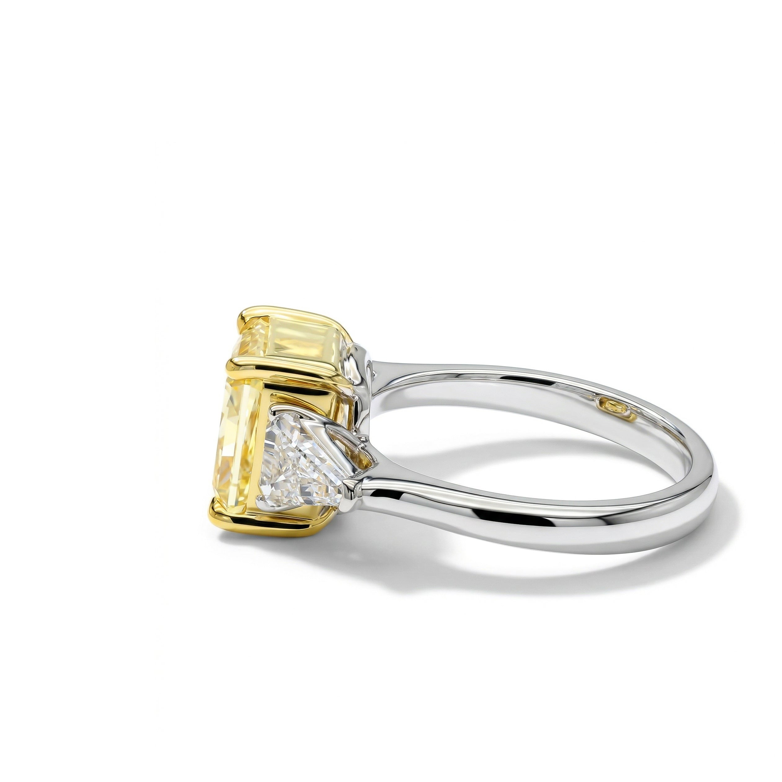 Natural Yellow Radiant Diamond Three Stone Ring | GIA Certified product image 2