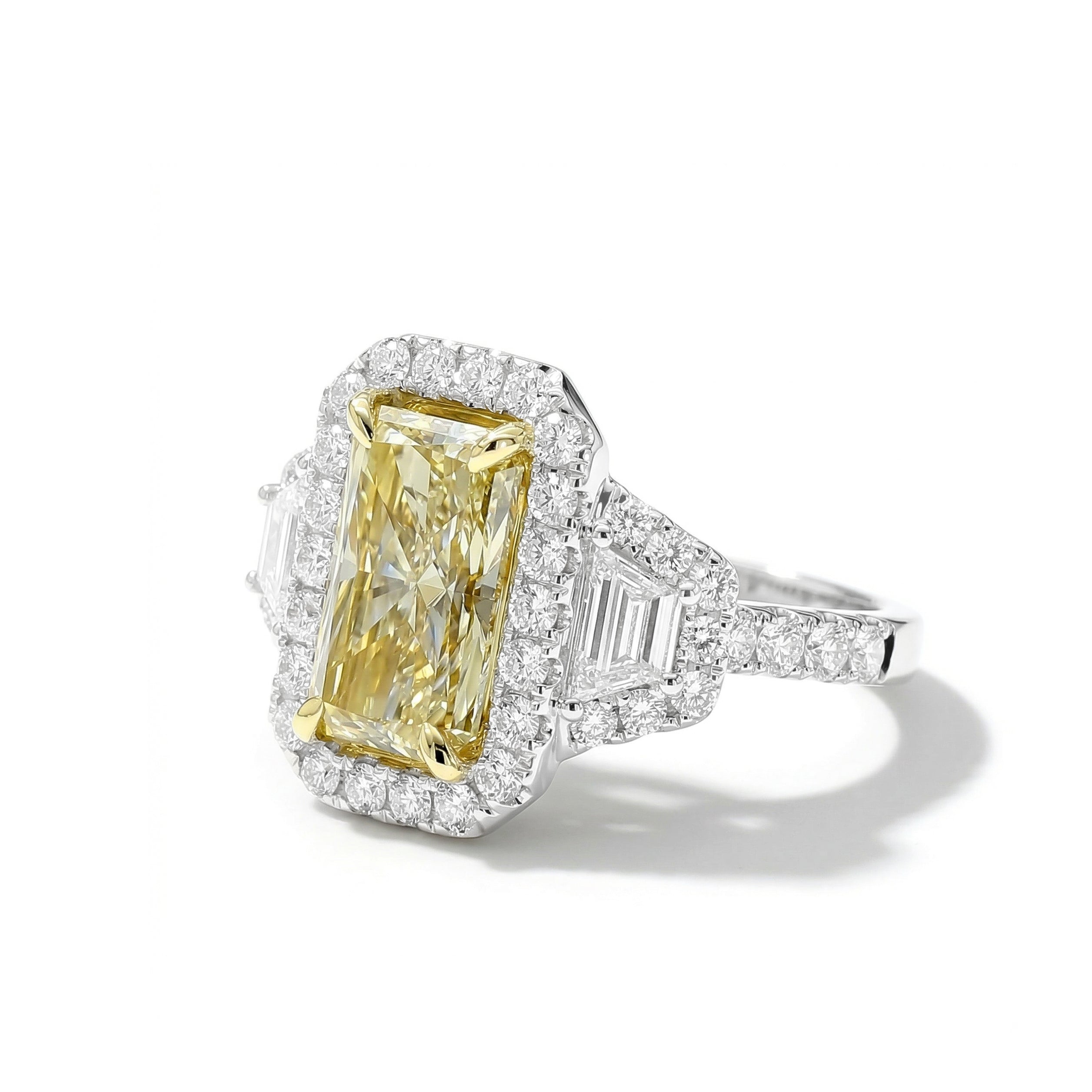Natural Yellow Radiant Diamond Halo Ring | GIA Certified product image 2