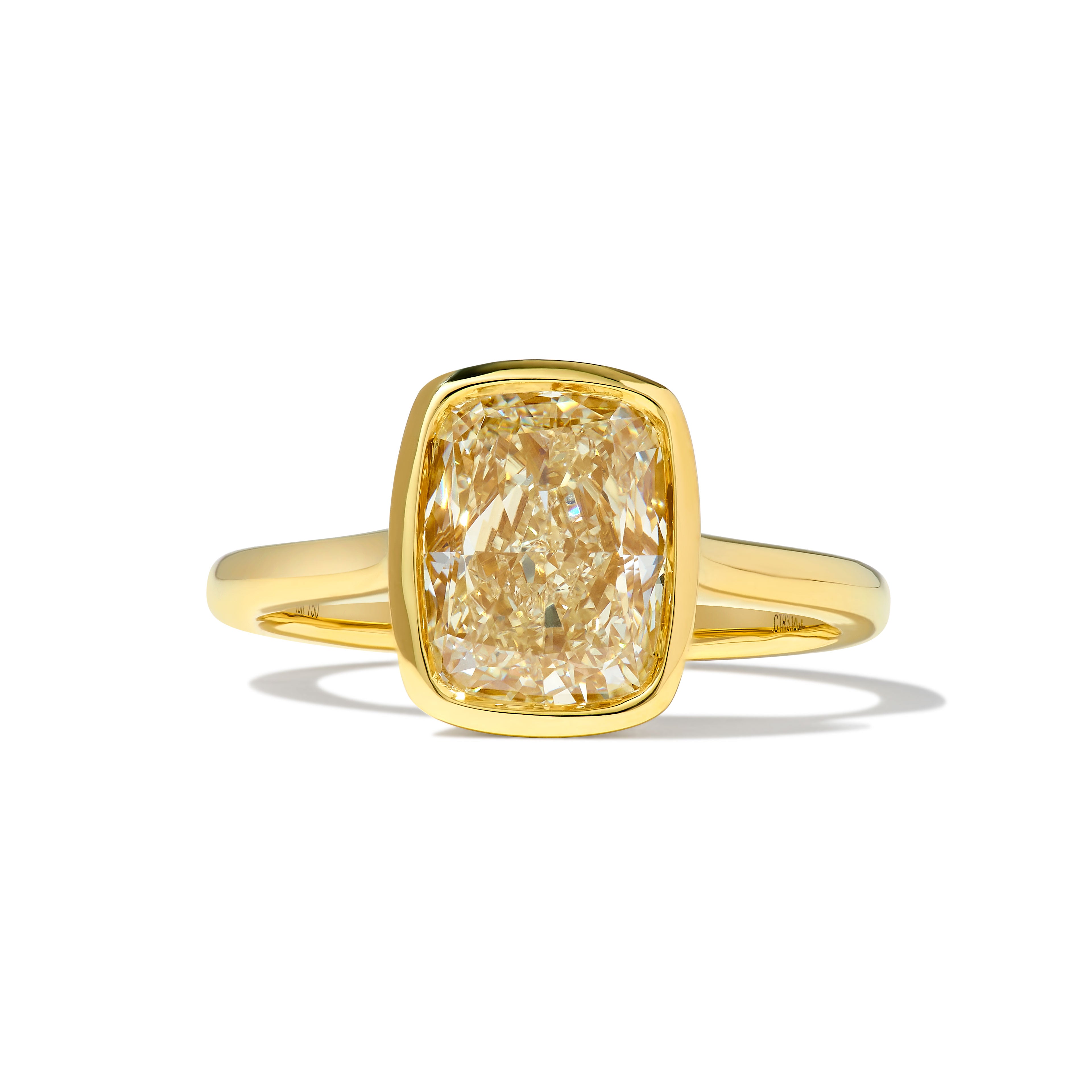 Natural Yellow Cushion Diamond Ring GIA Certified product image 1