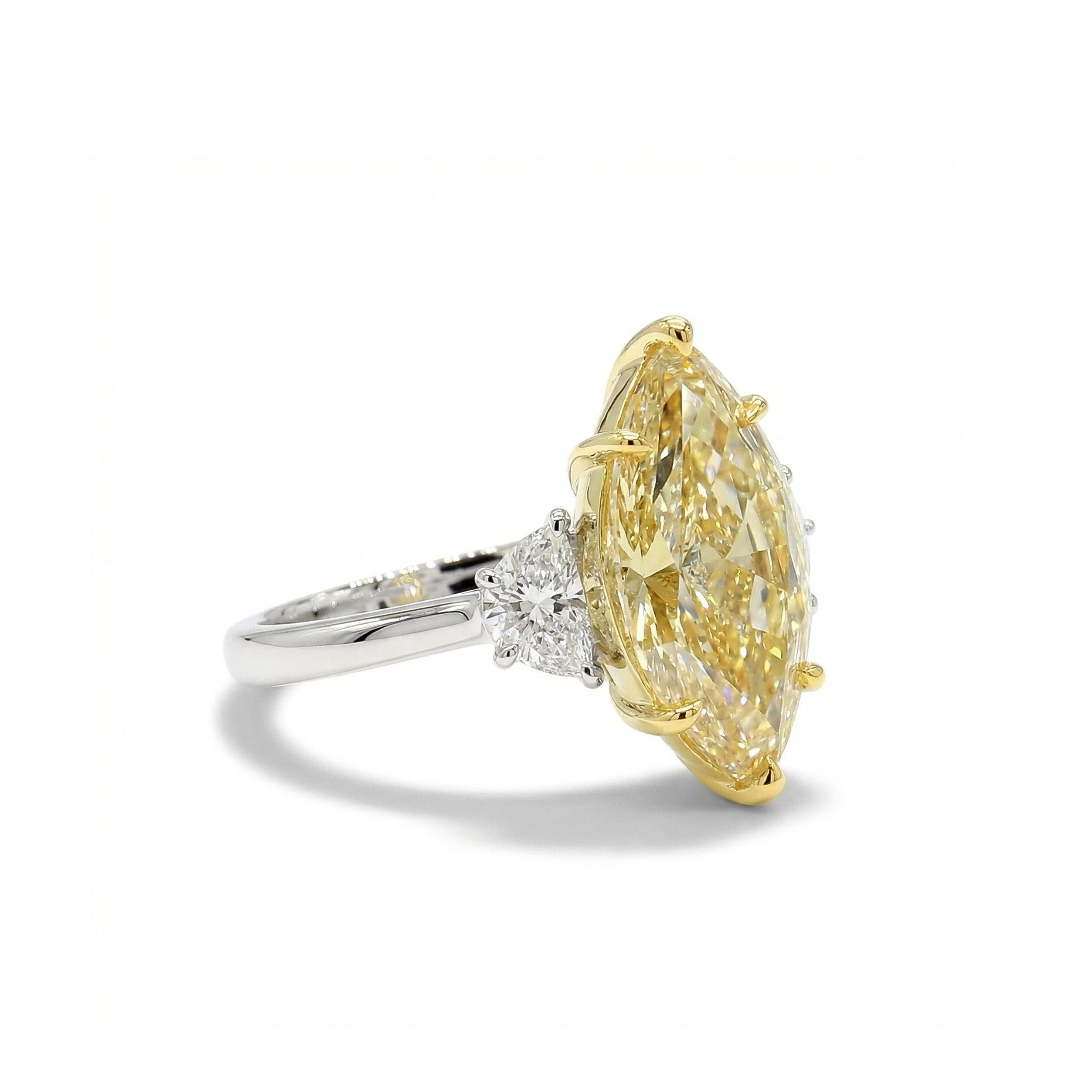 Natural Yellow Marquise Diamond Three Stone Ring | GIA Certified product image 2