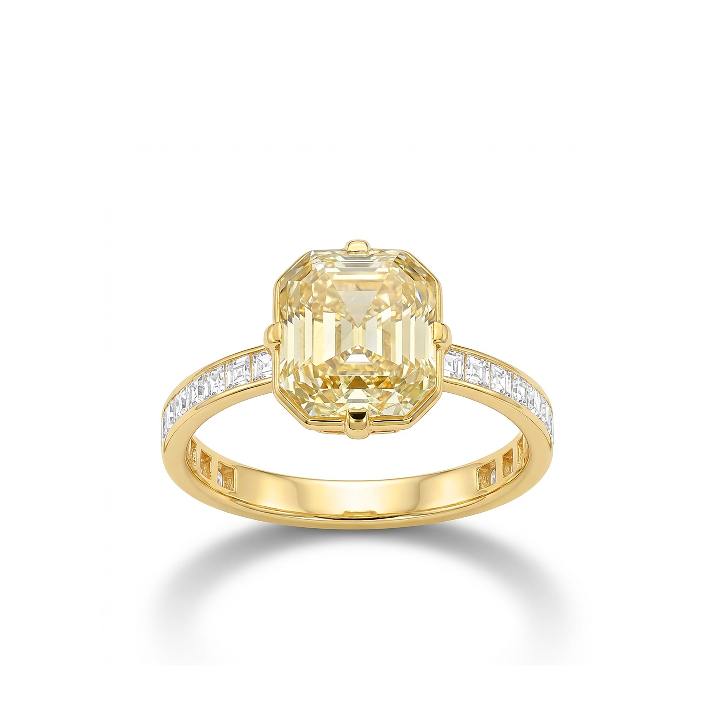 Natural Yellow Emerald Cut Diamond Ring | GIA Certified product image 3