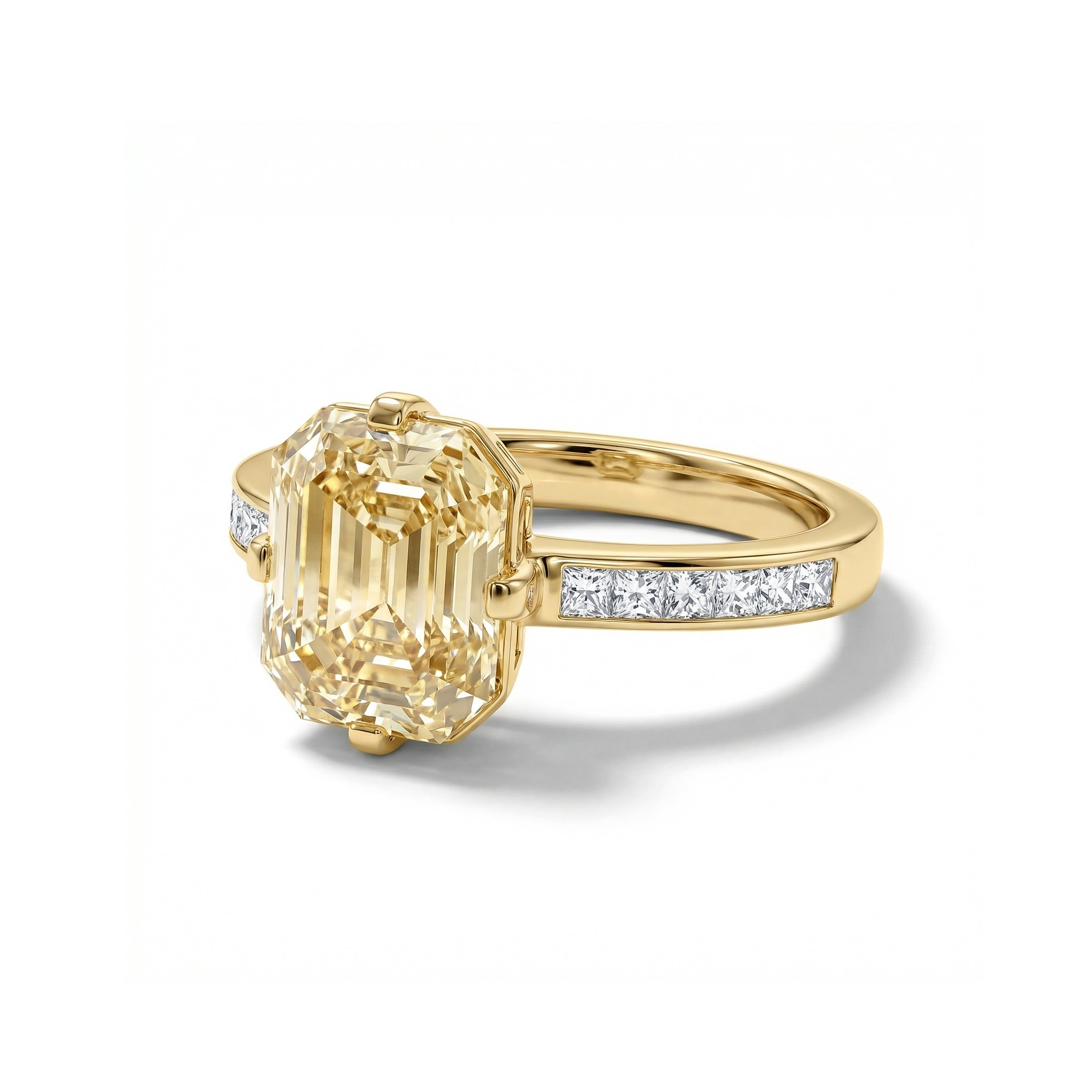 Natural Yellow Emerald Cut Diamond Ring | GIA Certified product image 2
