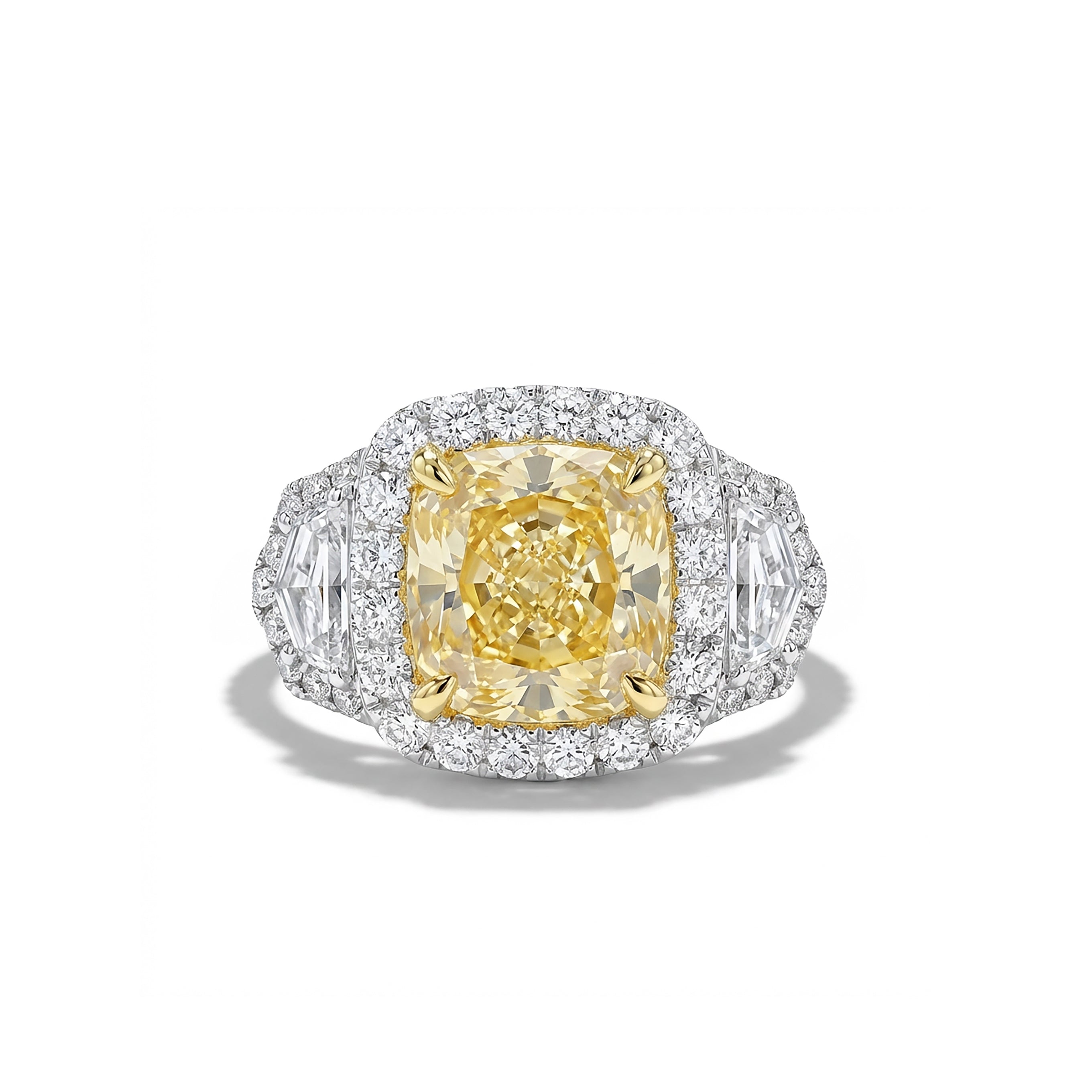 Natural Yellow Cushion Diamond Halo Ring | GIA Certified product image 1