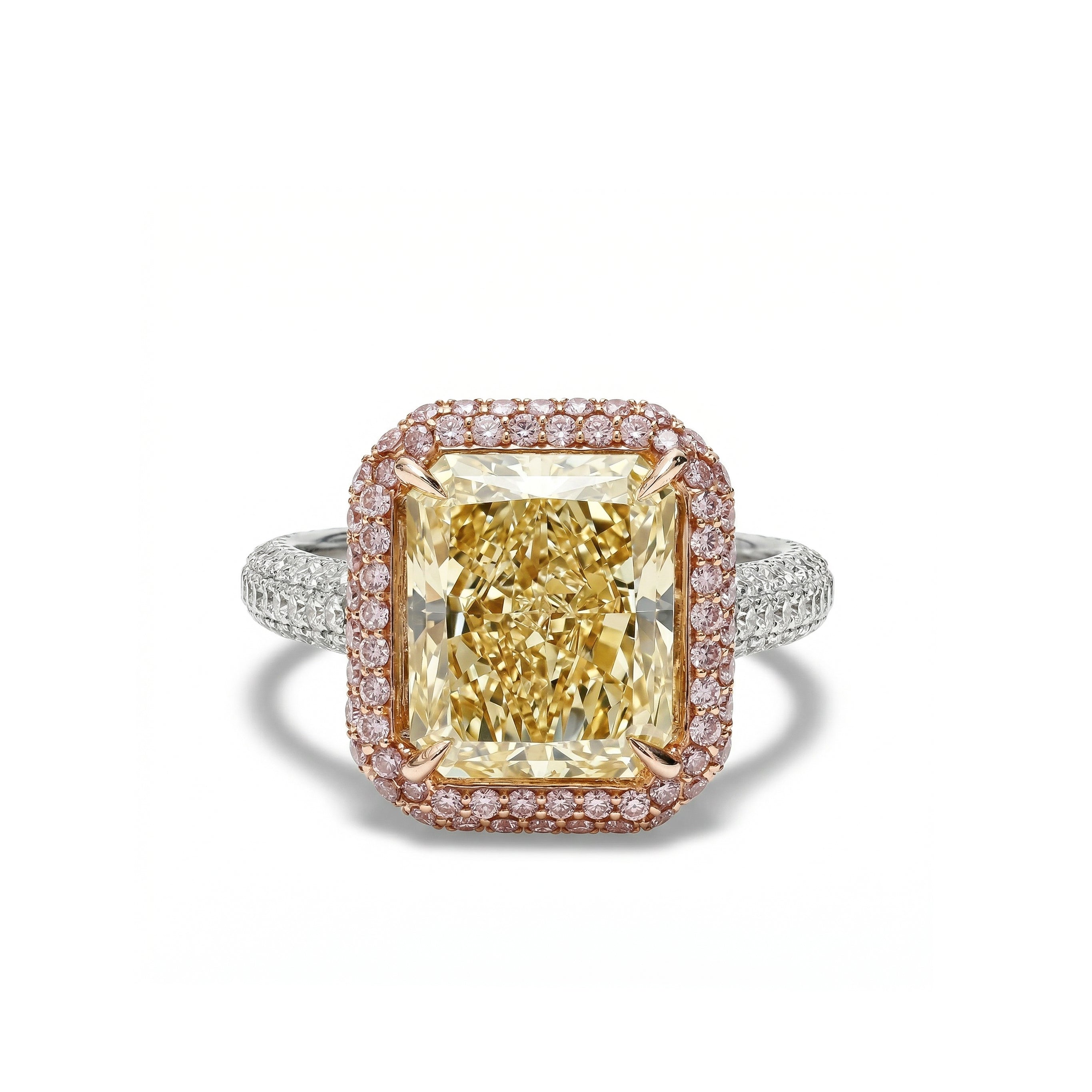 Natural Yellow Radiant Diamond Halo Ring | GIA Certified product image 1