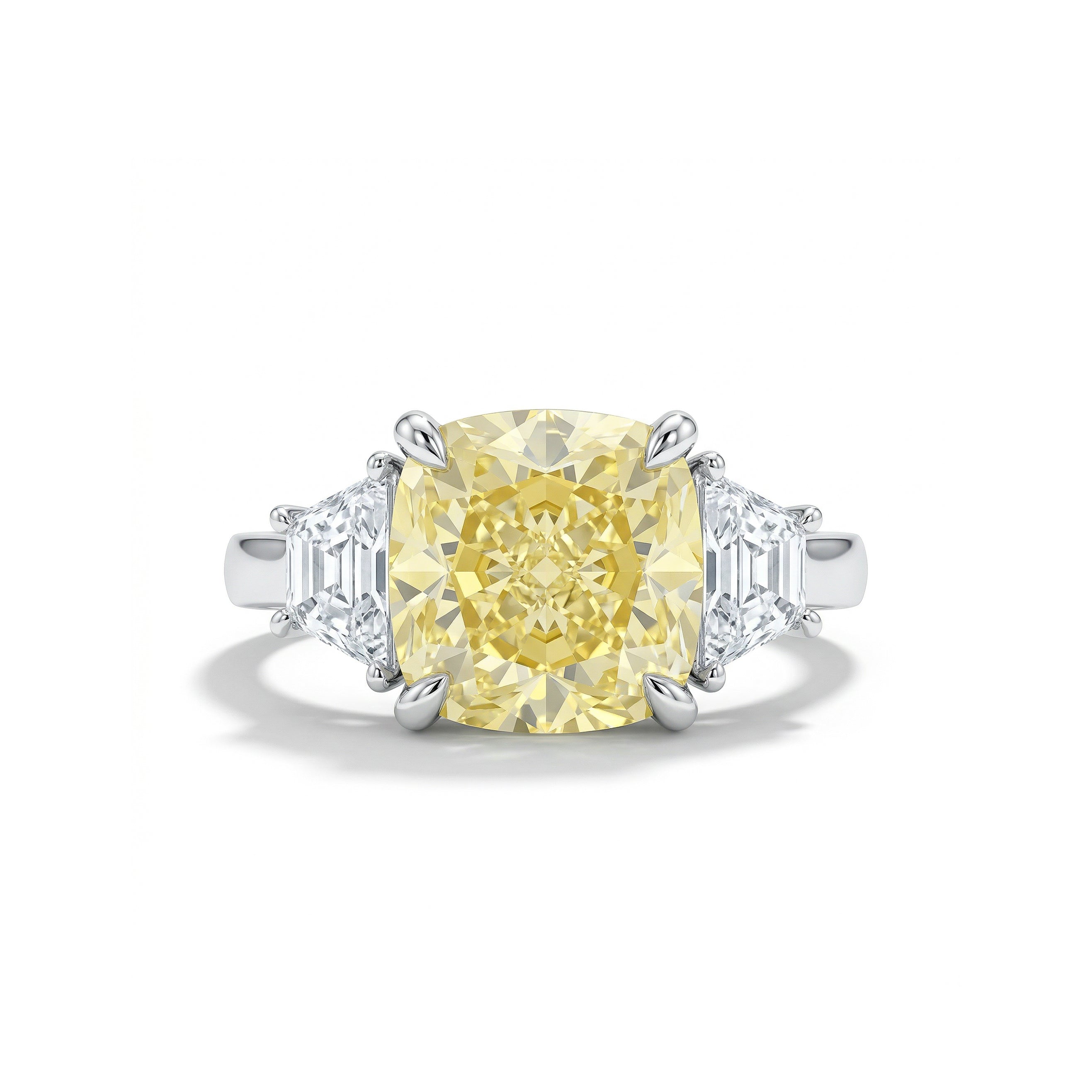 Natural Yellow Cushion Diamond Three Stone Ring | GIA Certified product image 1