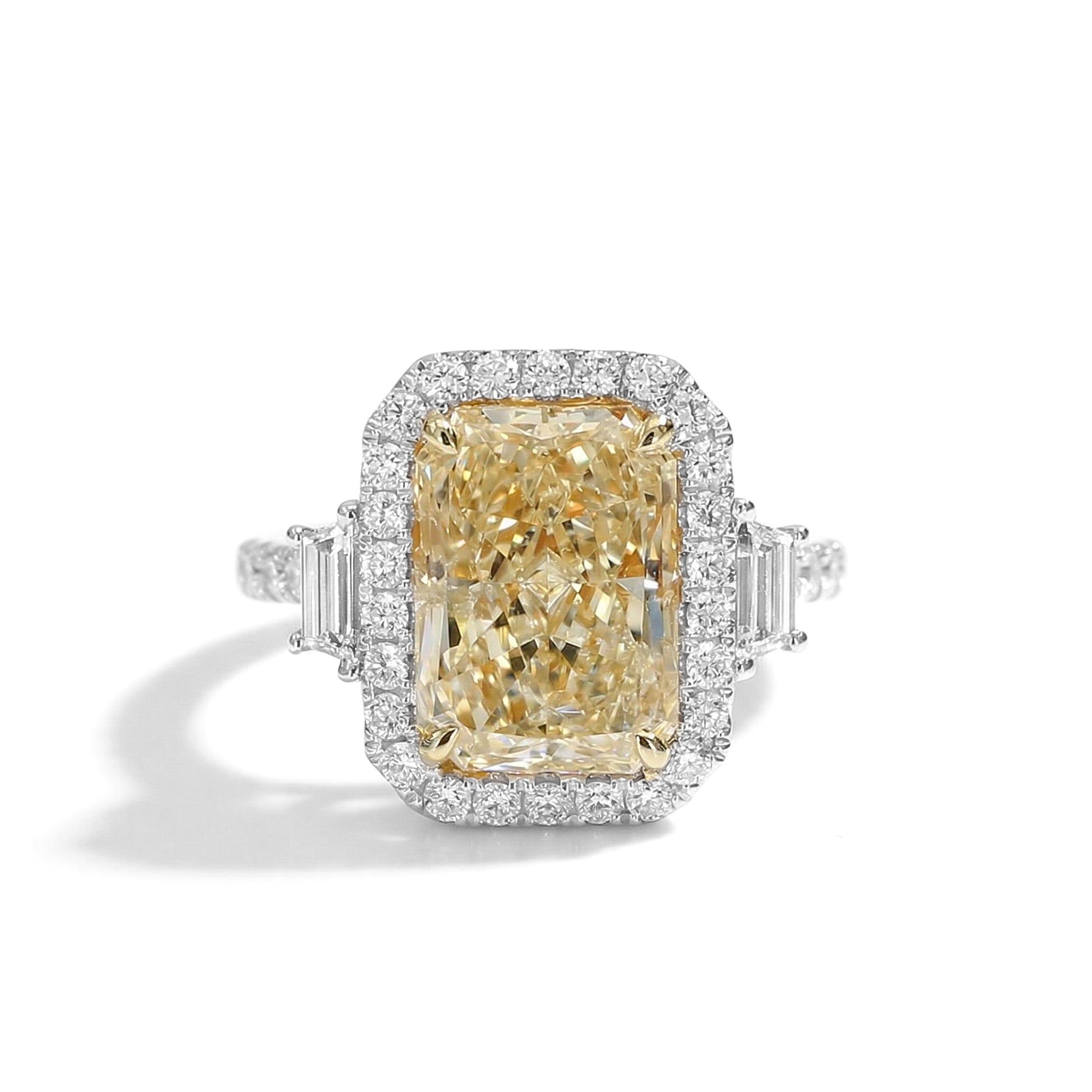 Natural Yellow Radiant Diamond Halo Ring | GIA Certified product image 1