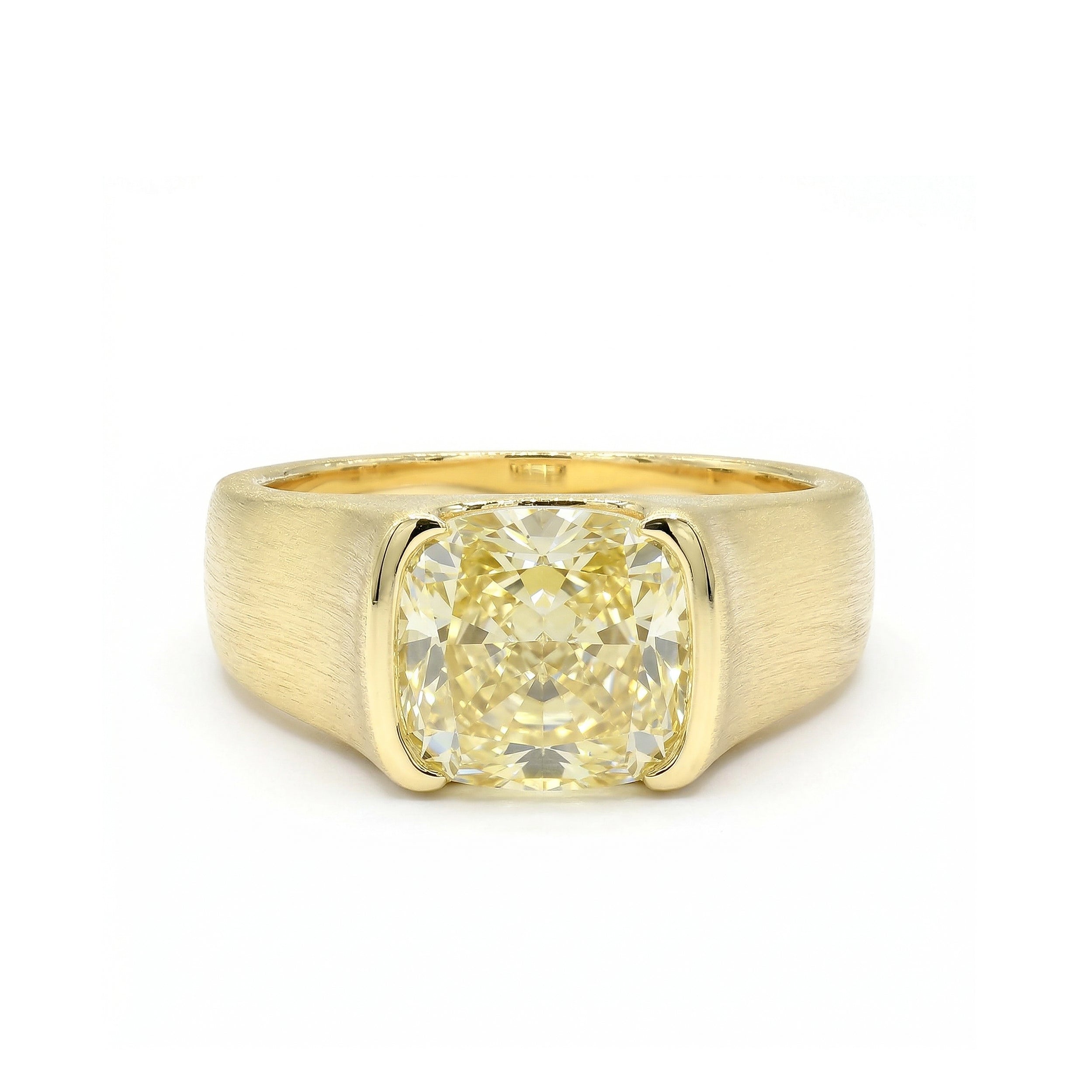 Natural Yellow Cushion Diamond Ring GIA Certified product image 1