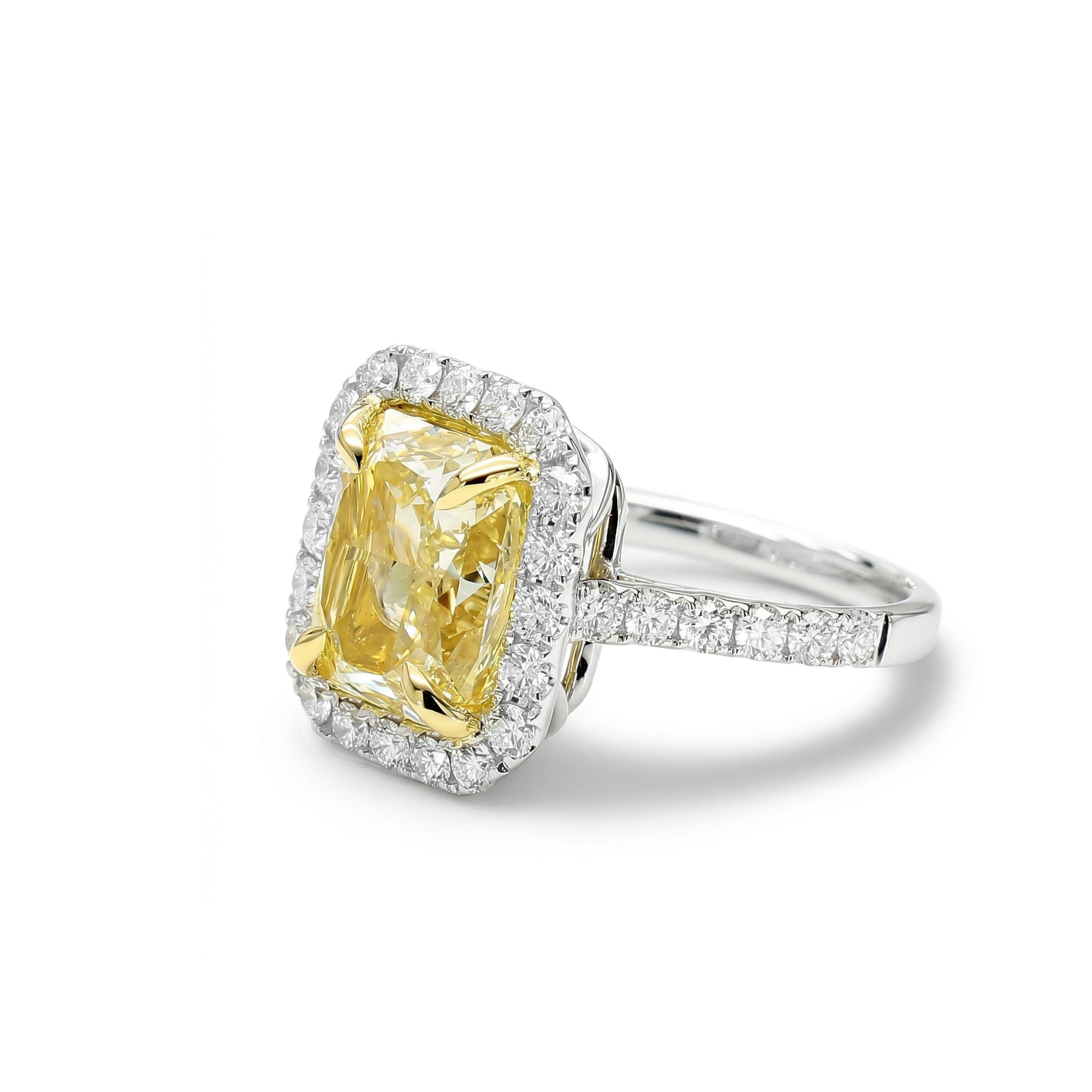Natural Yellow Radiant Diamond Halo Ring | GIA Certified product image 2