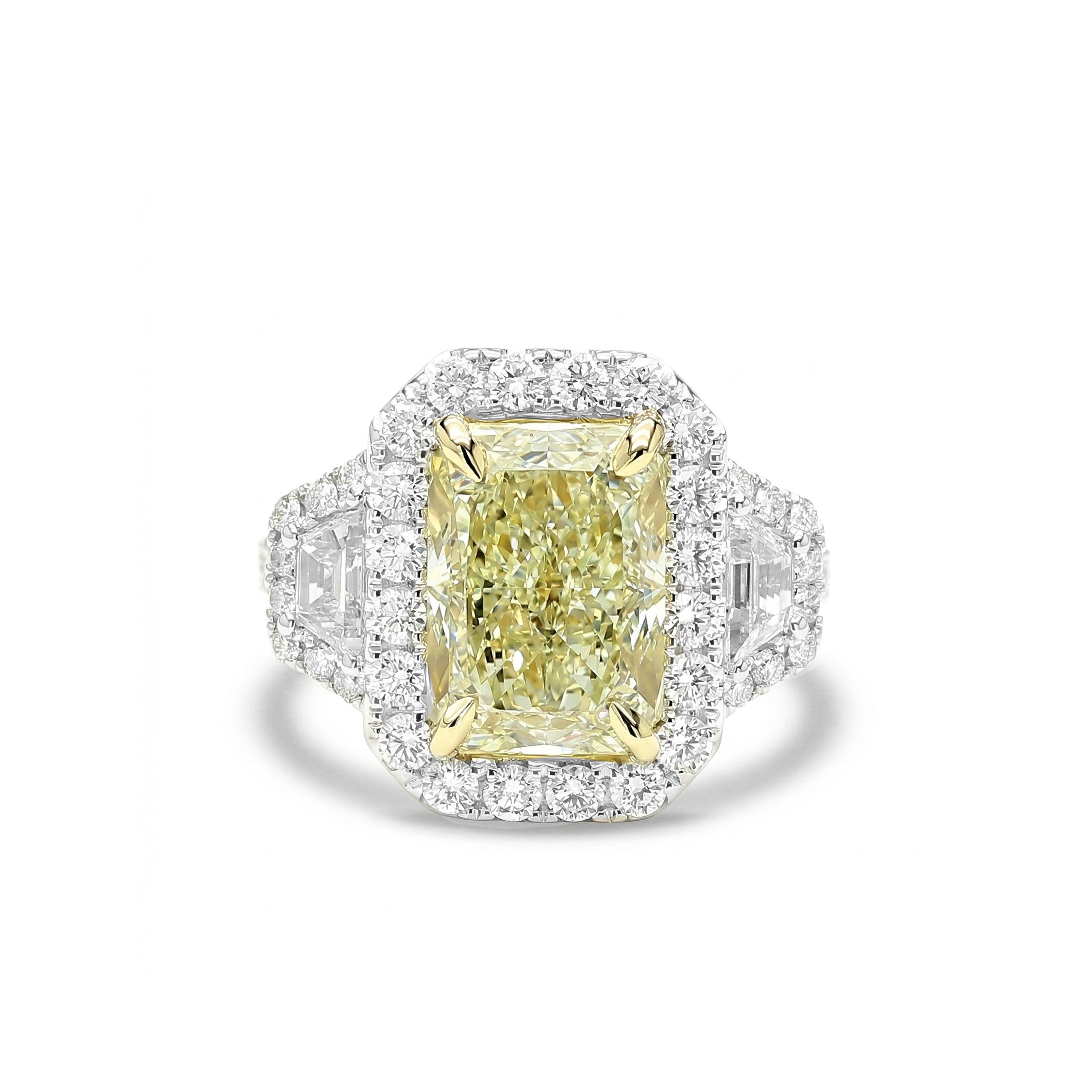 Natural Yellow Radiant Diamond Halo Ring | GIA Certified product image 1