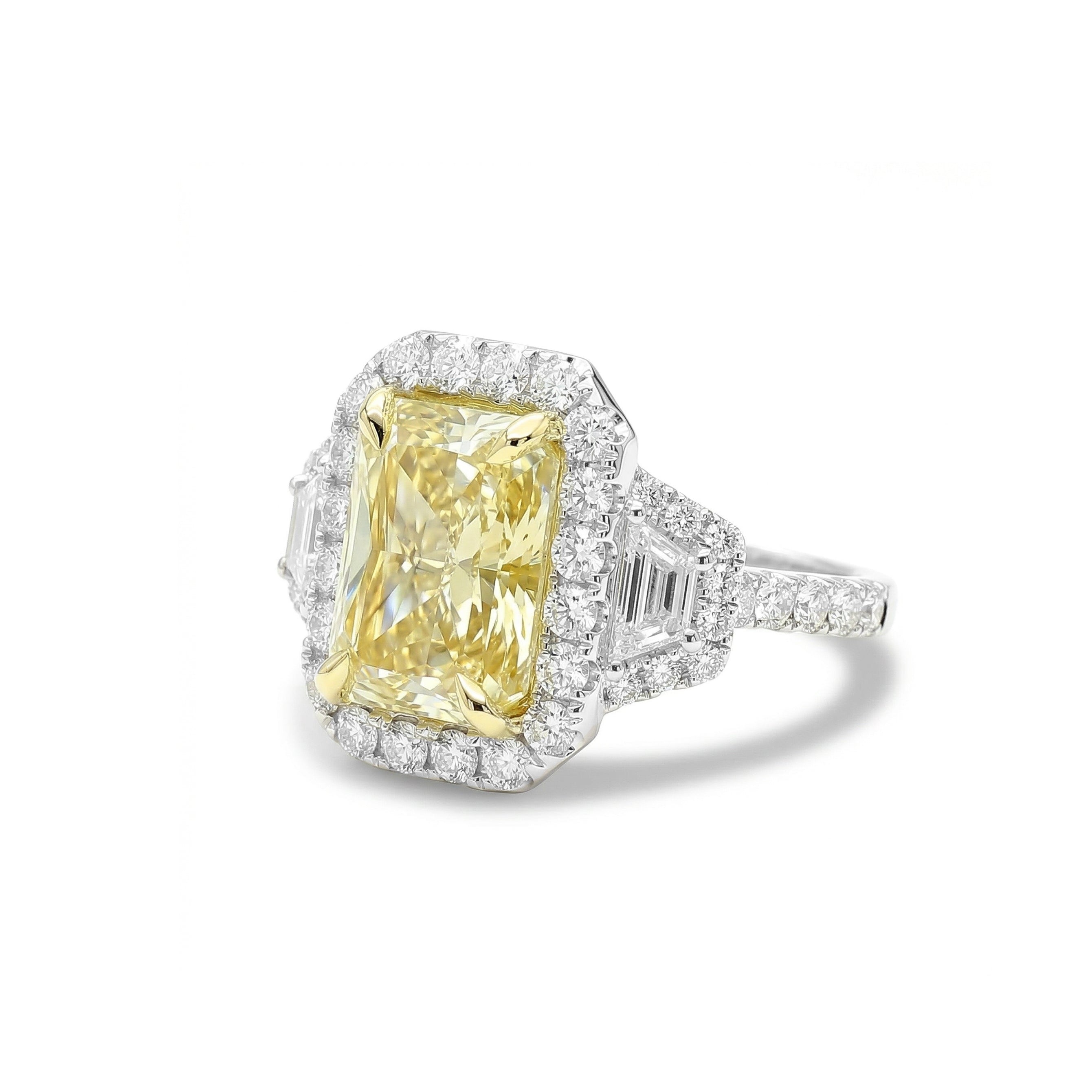 Natural Yellow Radiant Diamond Halo Ring | GIA Certified product image 2