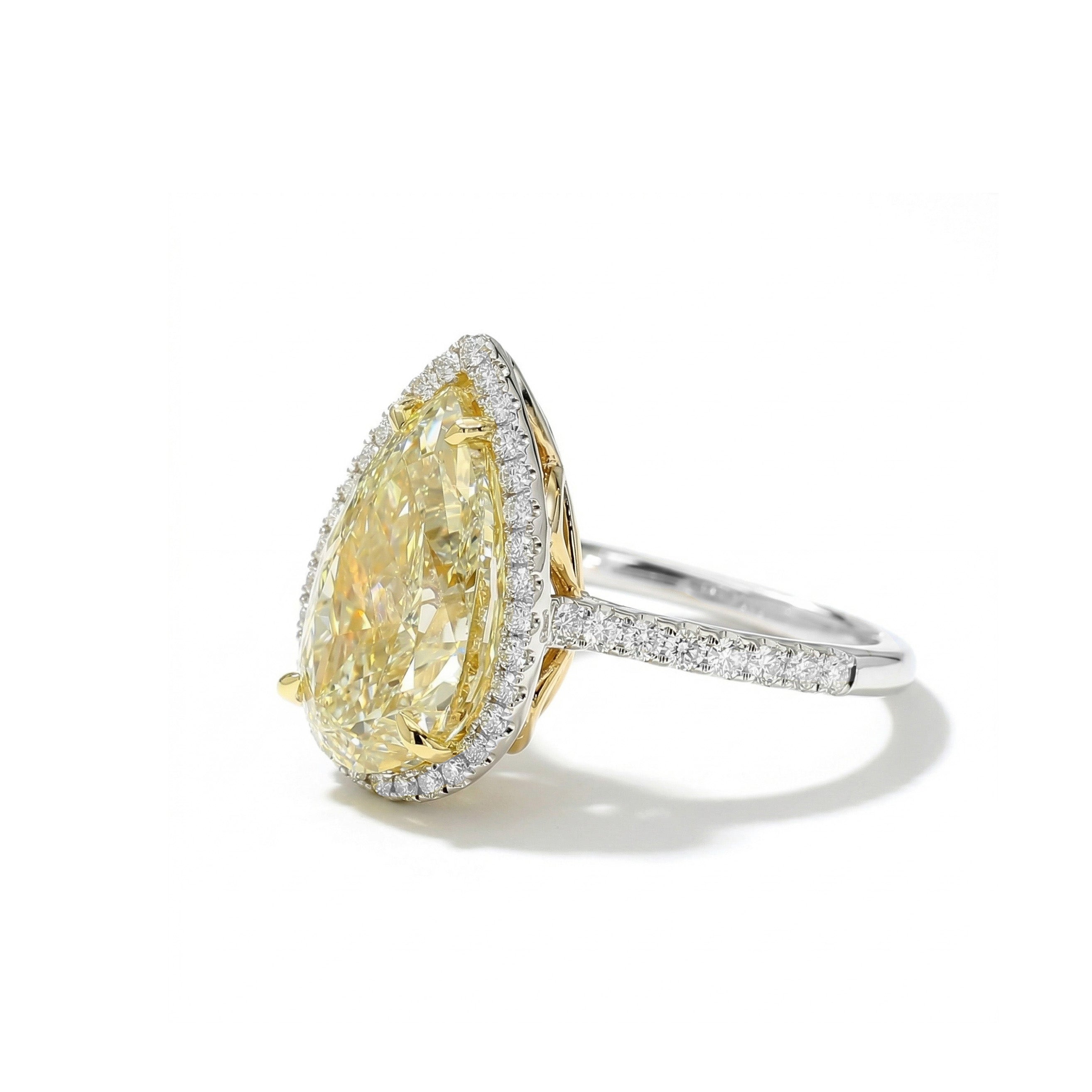 Natural Yellow Pear Diamond Halo Ring | GIA Certified product image 2