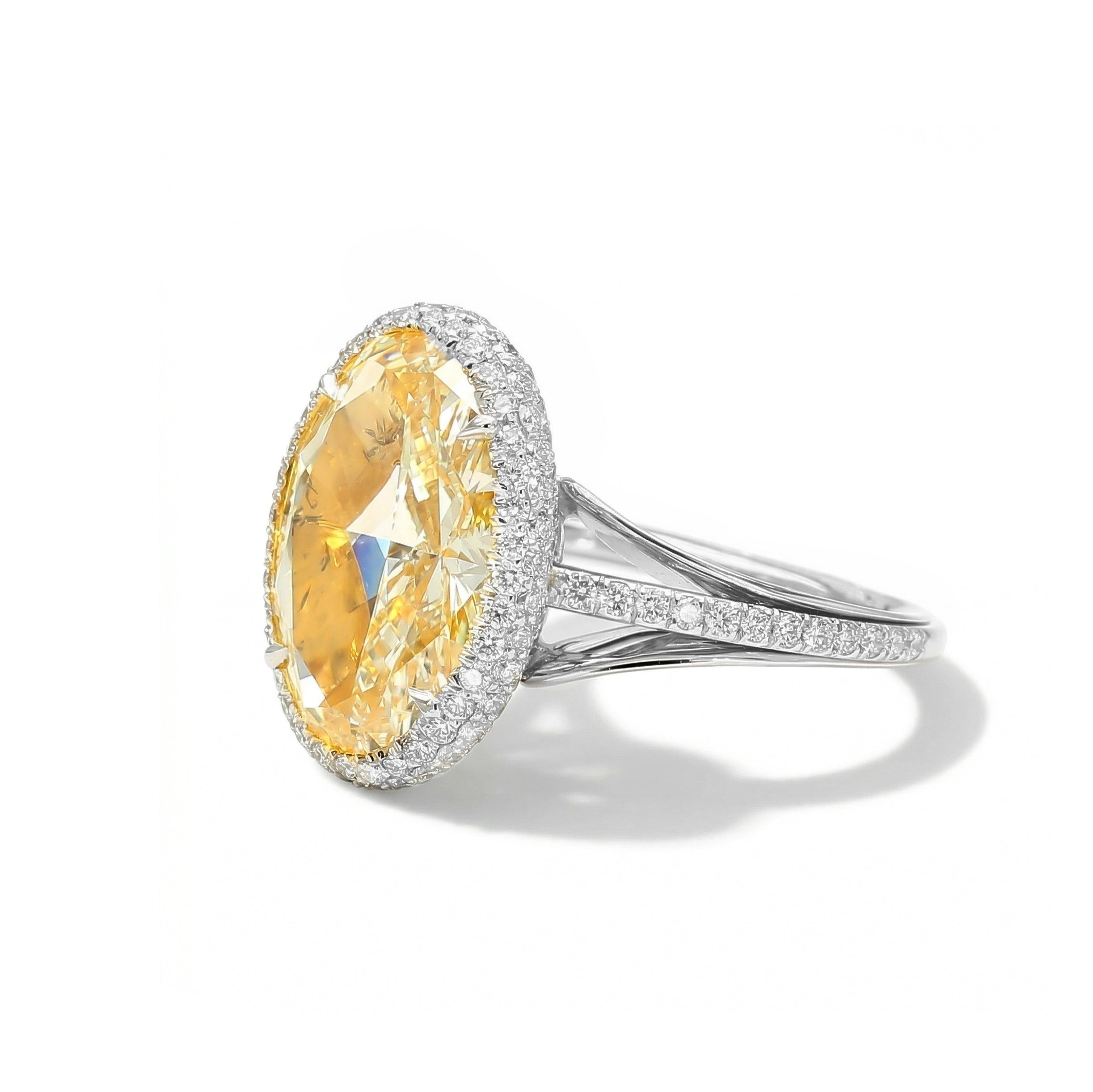 Natural Yellow Oval Diamond Halo Ring | GIA Certified product image 2
