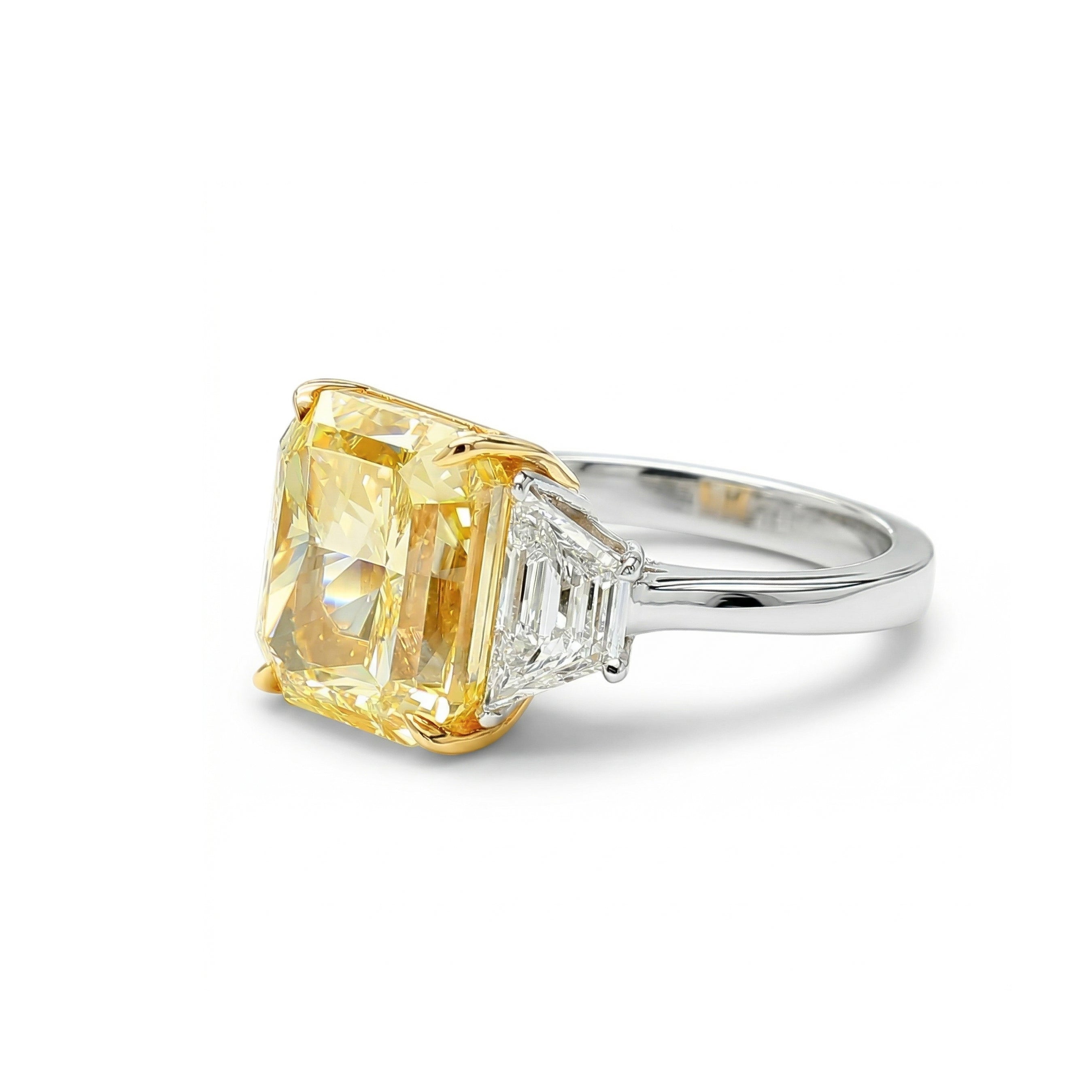 Natural Yellow Cushion Diamond Three Stone Ring | GIA Certified product image 2