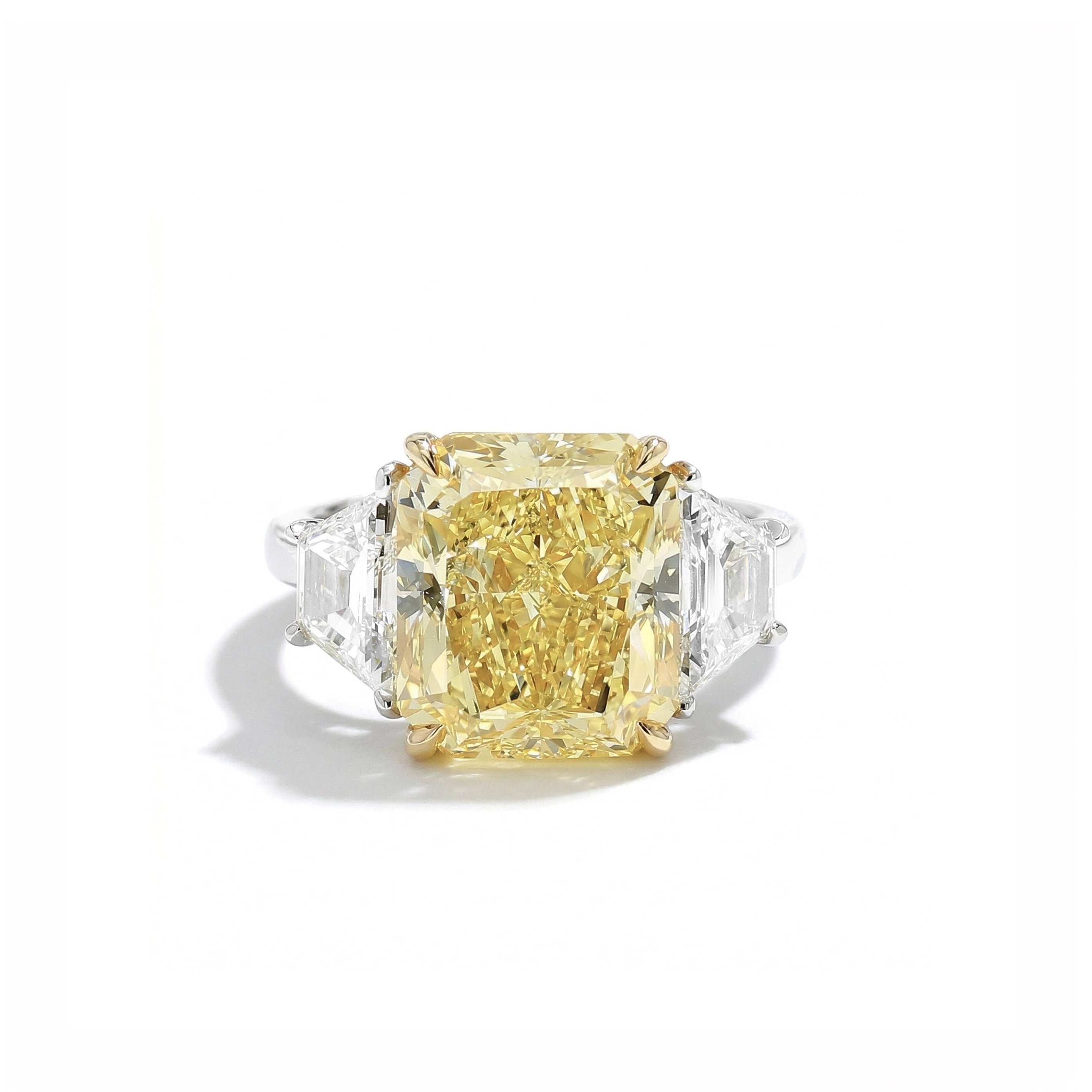 Natural Yellow Cushion Diamond Three Stone Ring | GIA Certified product image 1