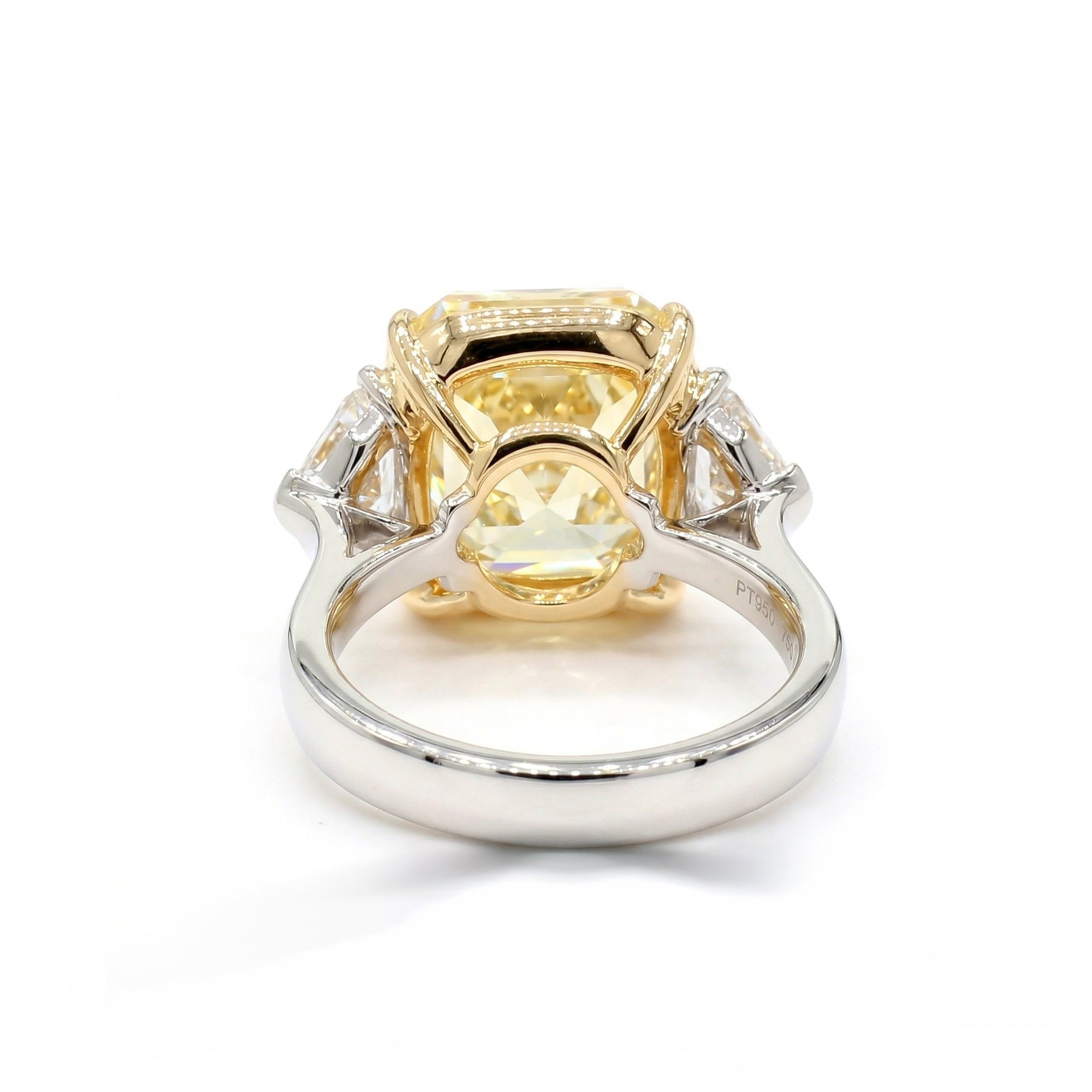 Natural Yellow Radiant Diamond Three Stone Ring | GIA Certified product image 2