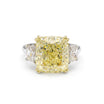 Natural 11.09 CT Yellow Cushion Diamond Three Stone Ring  | GIA CERTIFIED