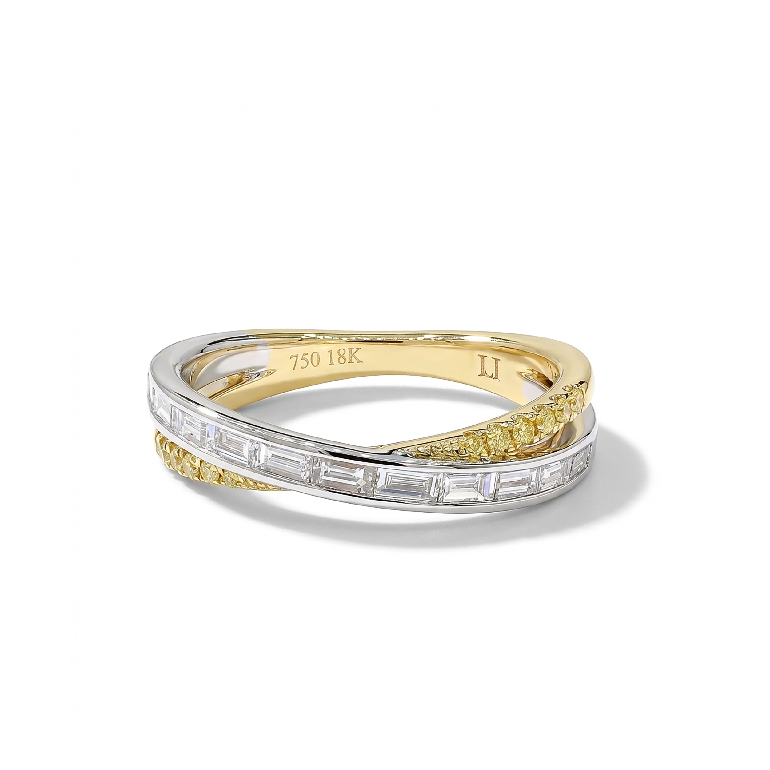 Natural Yellow & White Diamond Crossover Ring product image 1