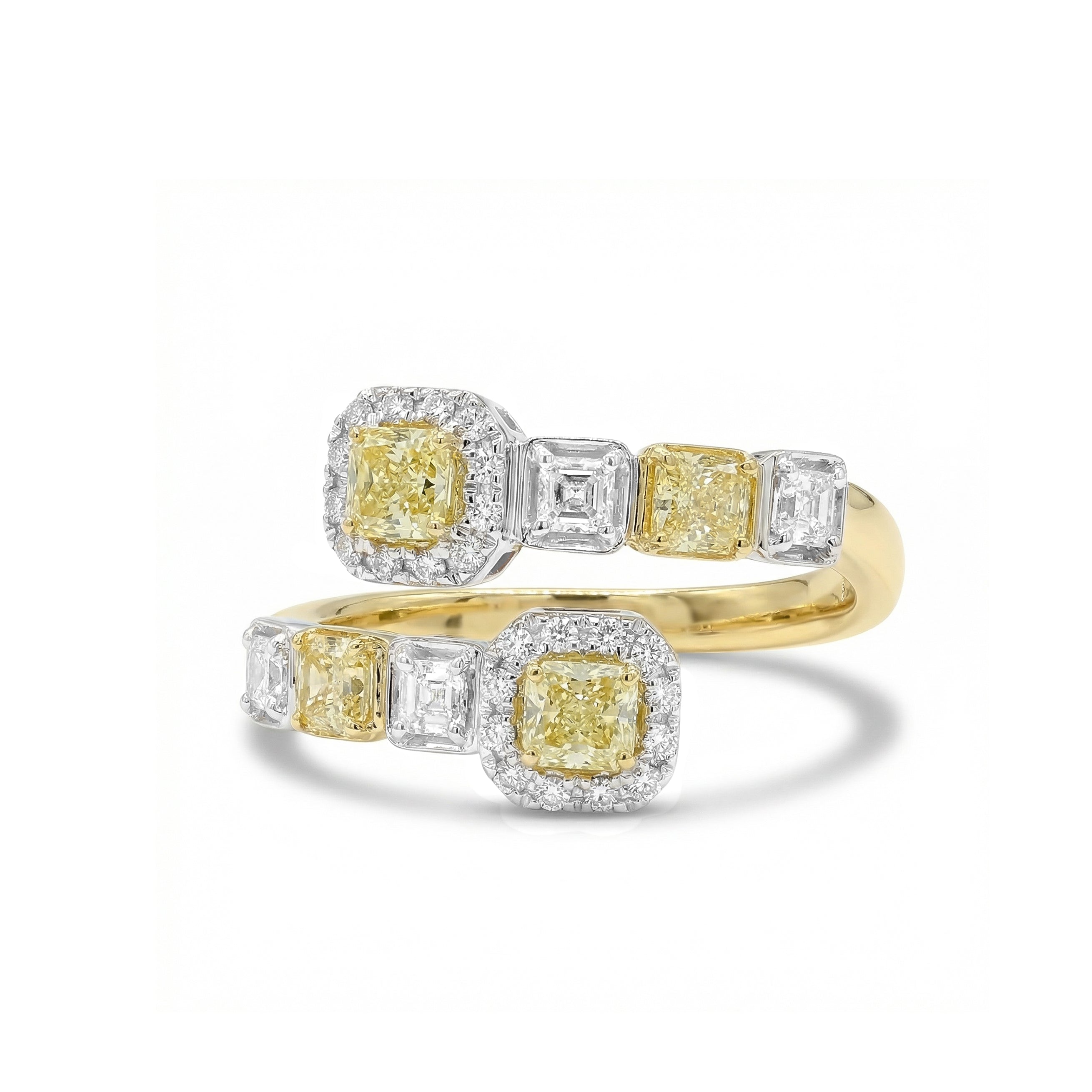 Natural Yellow Cushion Diamond Crossover Ring product image 1