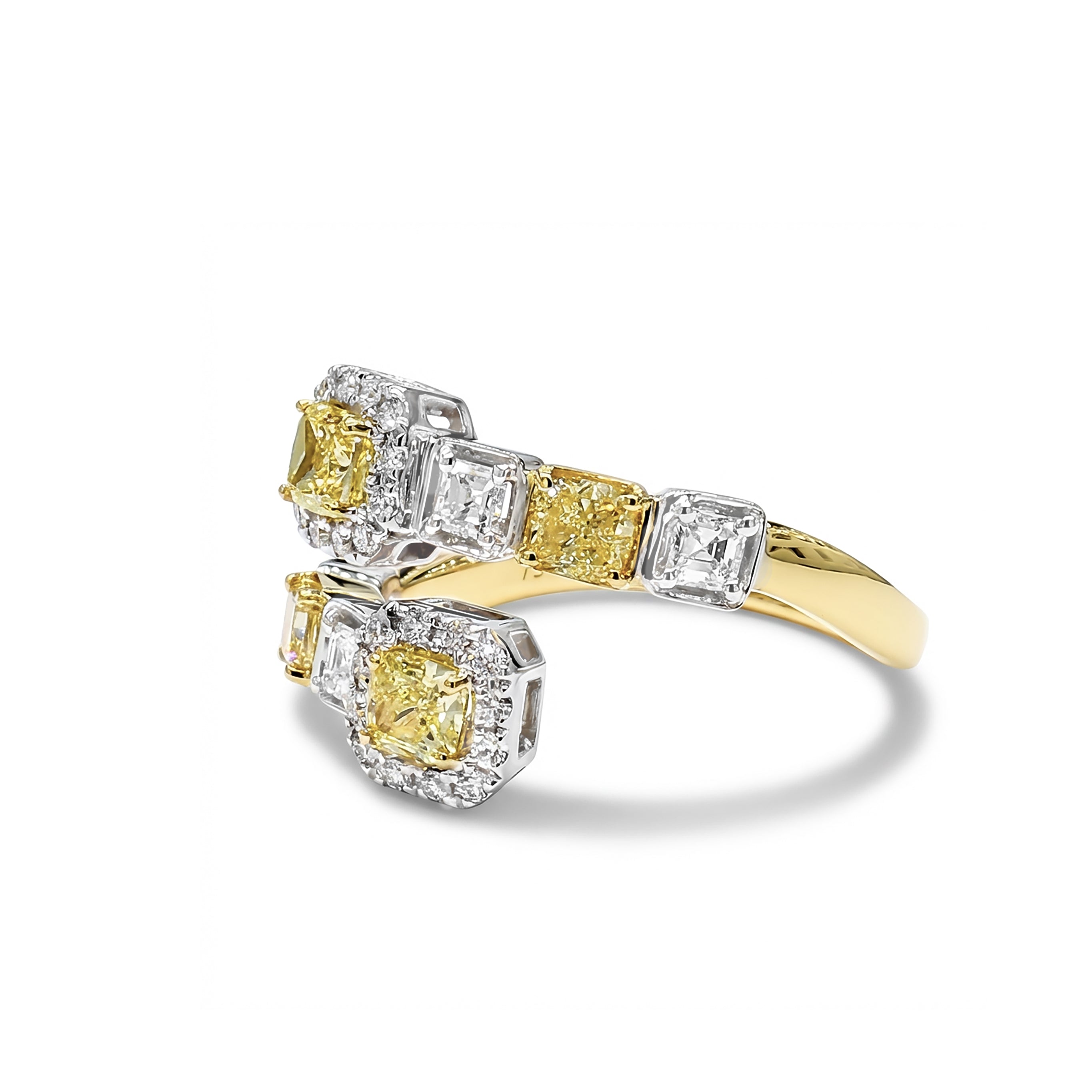 Natural Yellow Cushion Diamond Crossover Ring product image 2