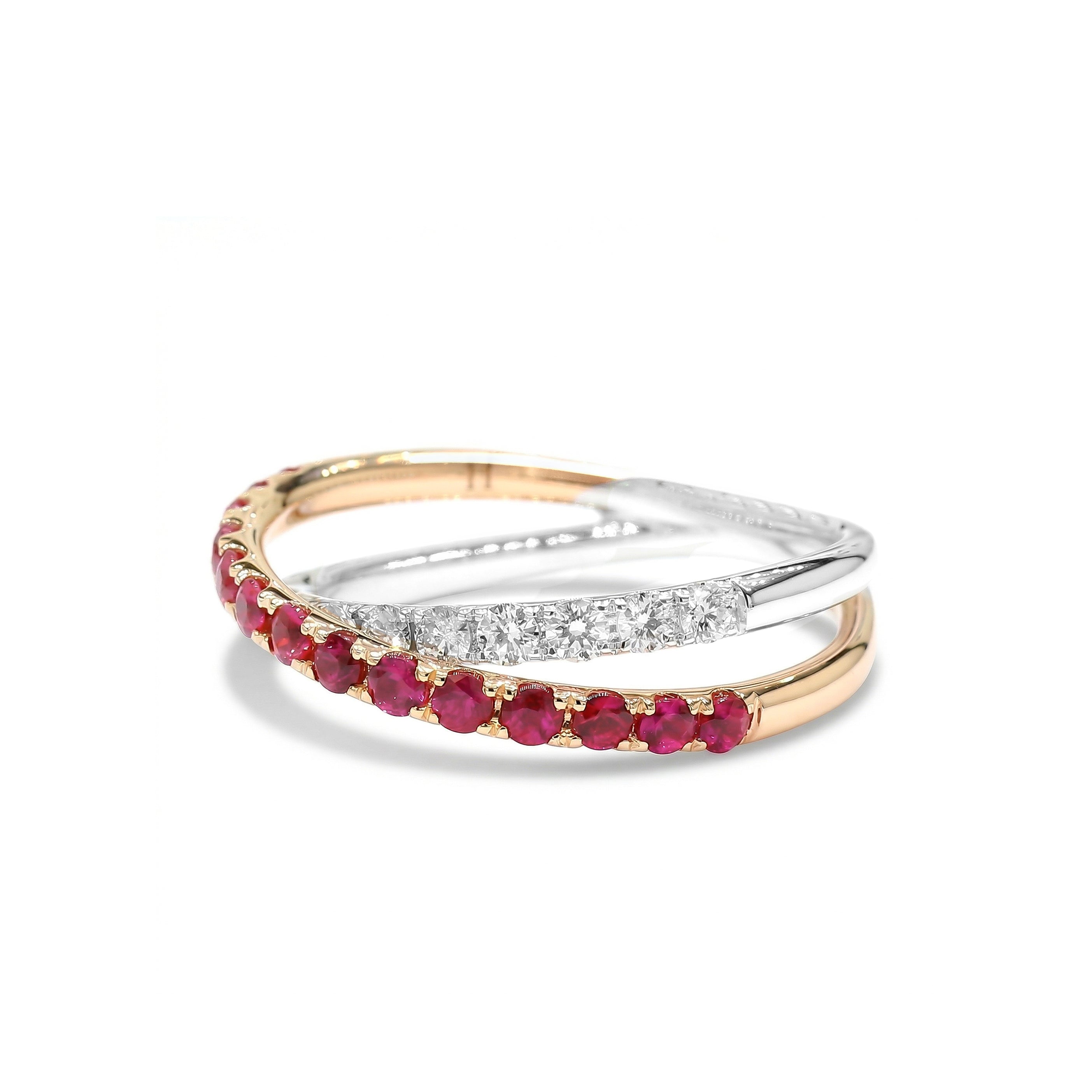 Natural Ruby & Diamond Crossover Ring product image 2