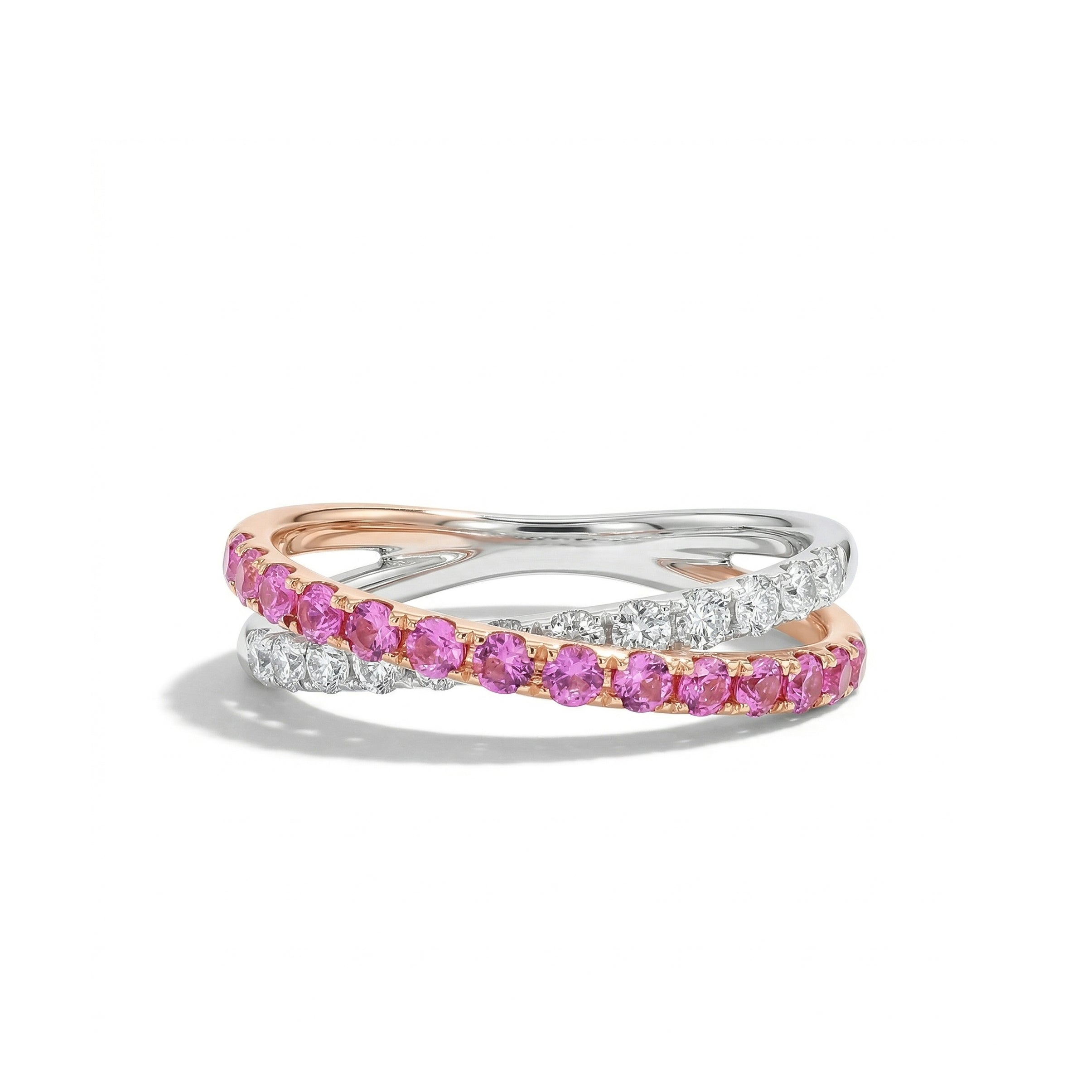 Natural Pink Sapphire & Diamond Crossover Ring product image 1