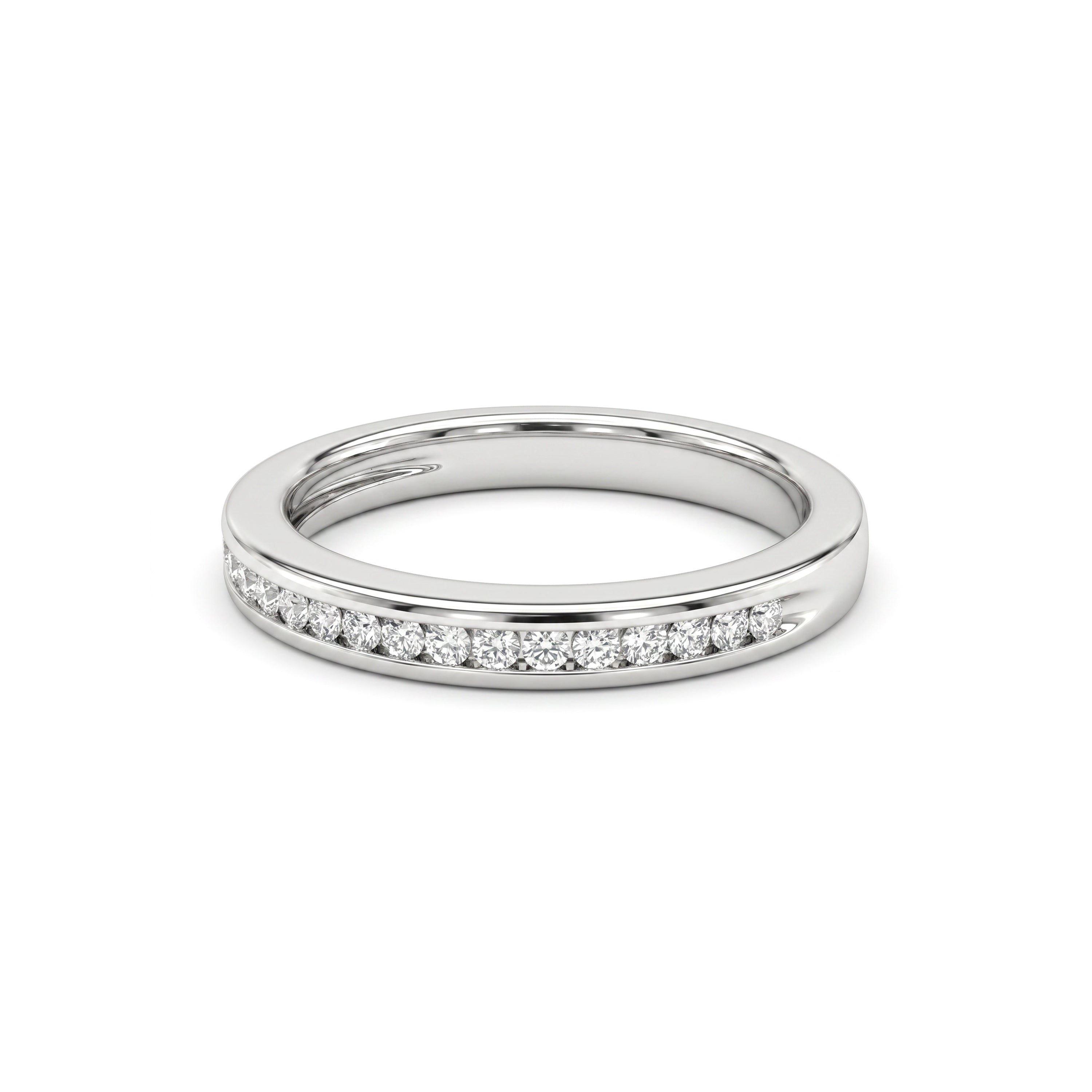 Natural White Diamond Channel Set Band