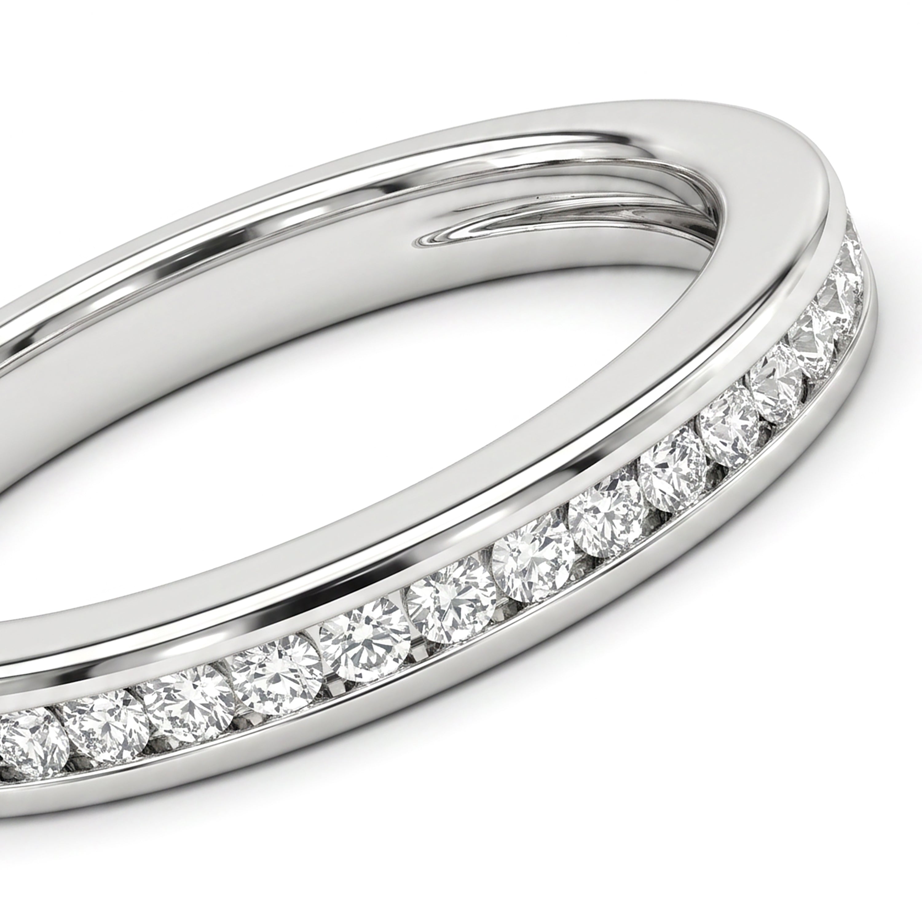 Natural White Diamond Channel Set Band
