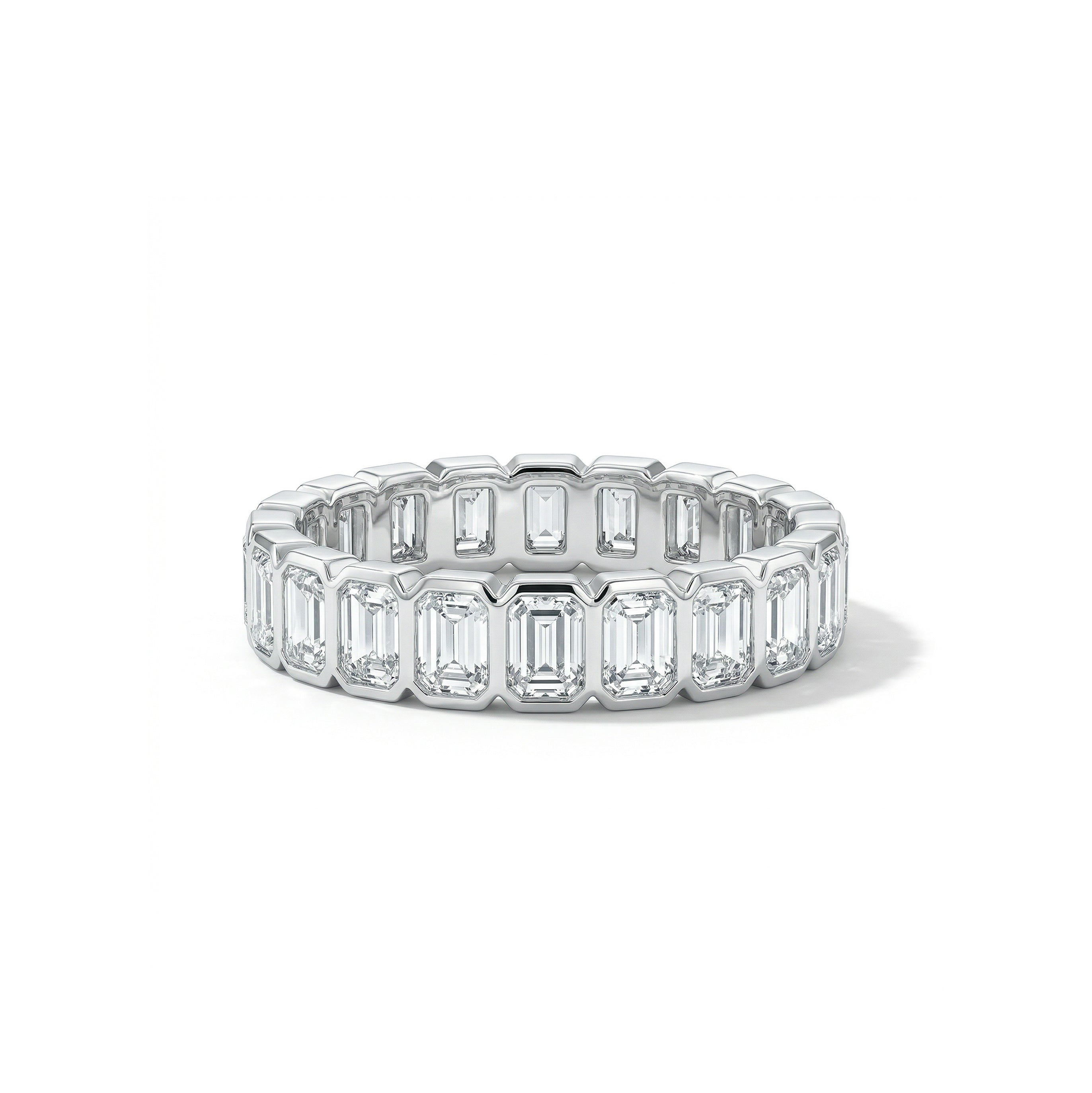 Natural Emerald Cut Diamond Eternity Bezel Band product image 1