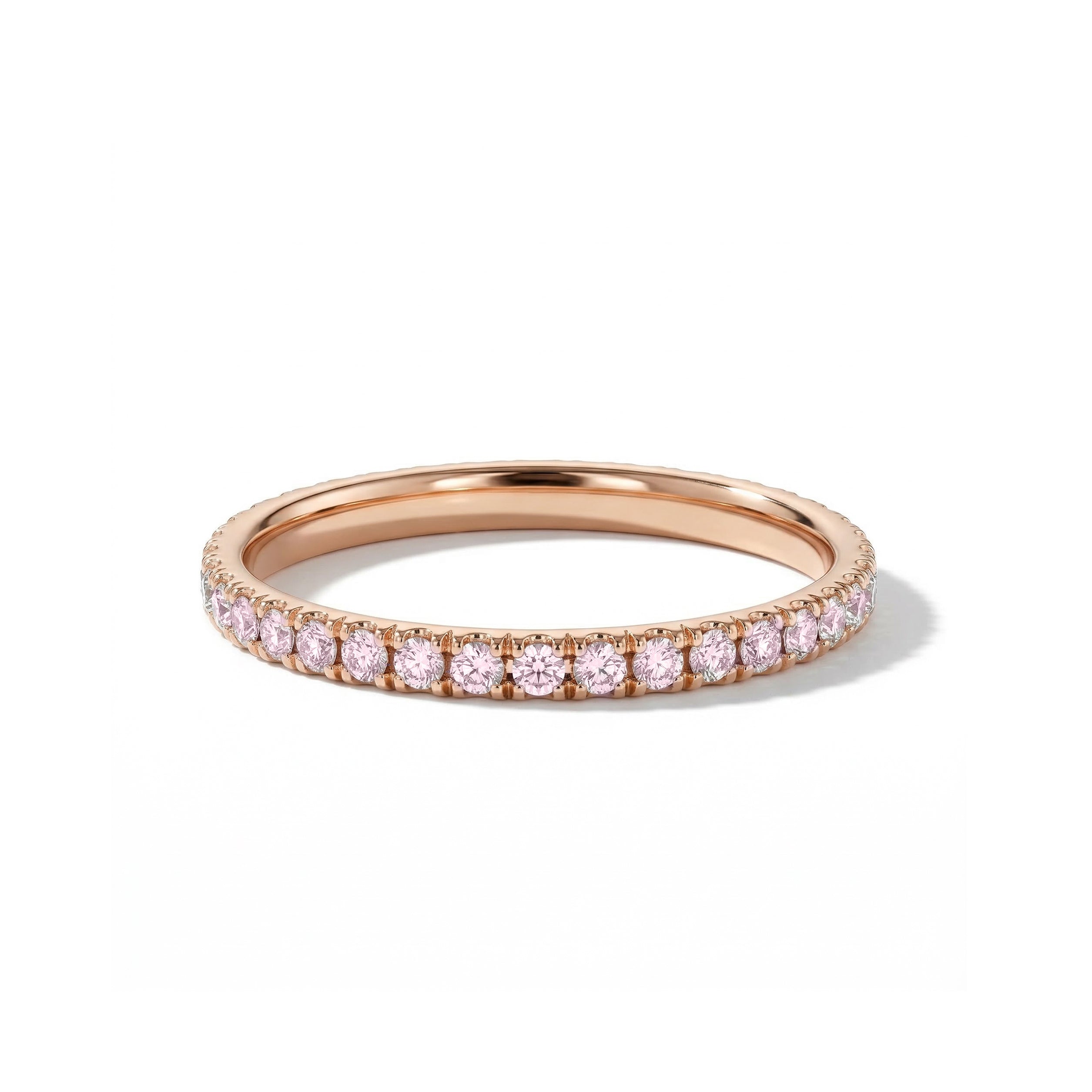 Natural Pink Round Diamond Band in Rose Gold product image 1