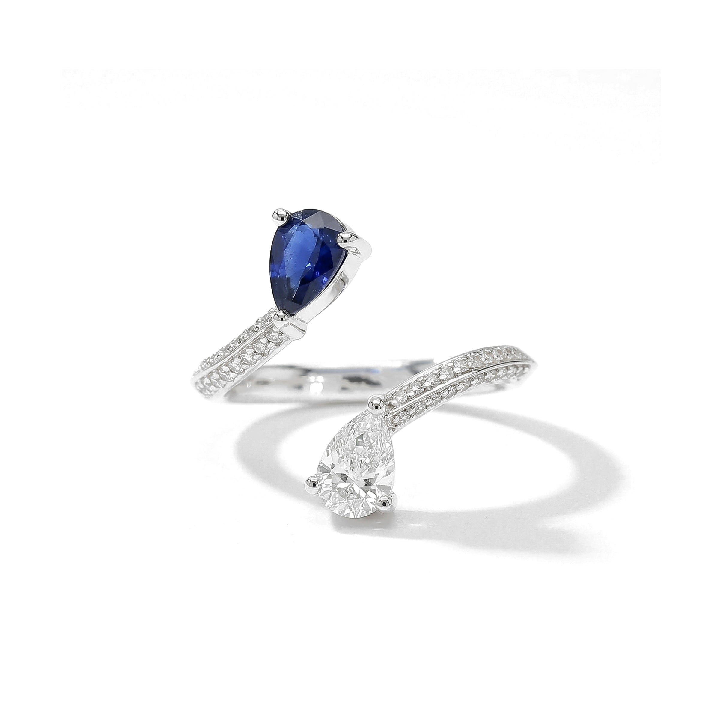 Natural Sapphire & Diamond Pear Crossover Ring product image 2