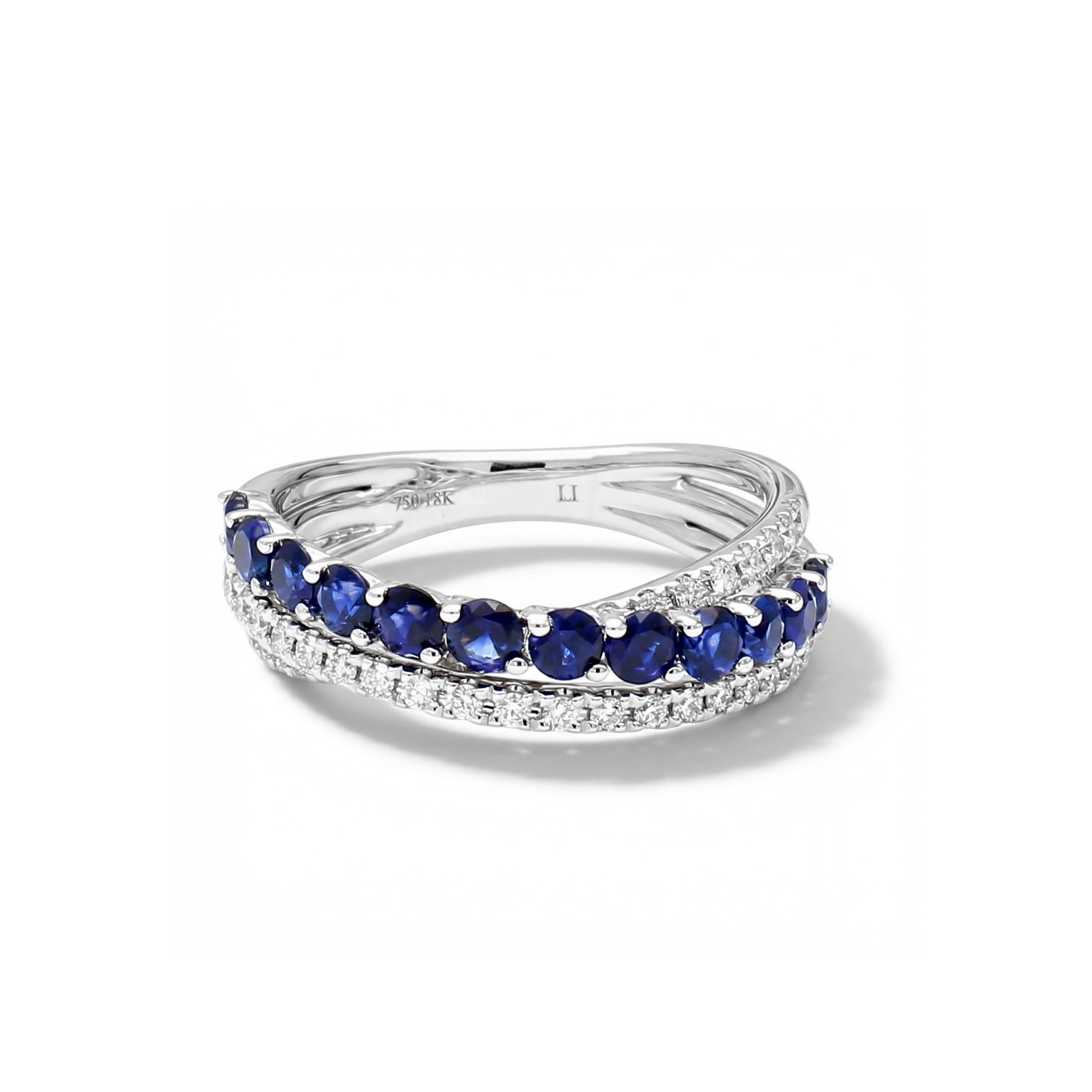 Natural Sapphire & Diamond Crossover Band product image 1