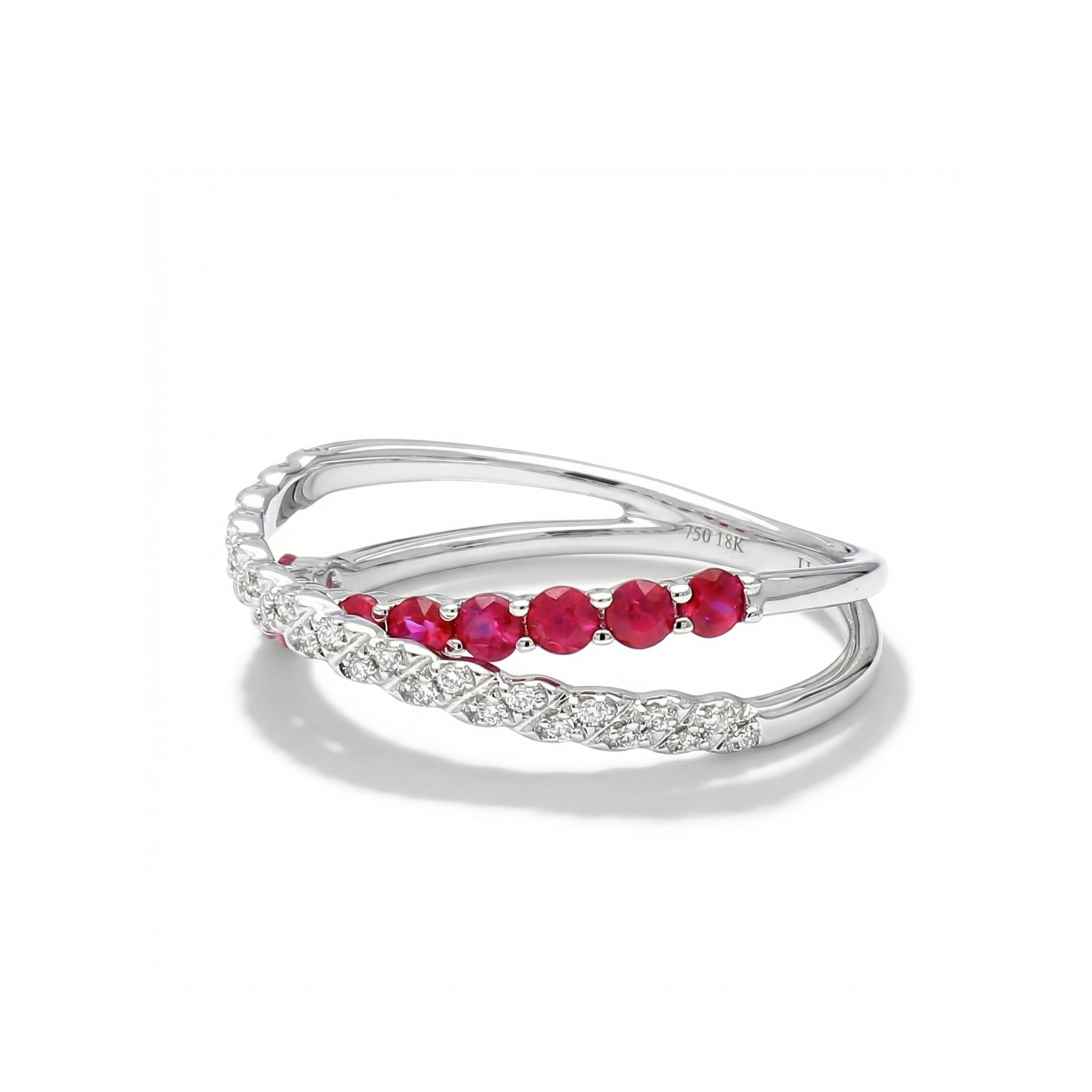 Natural Ruby & Diamond Crossover Ring product image 2