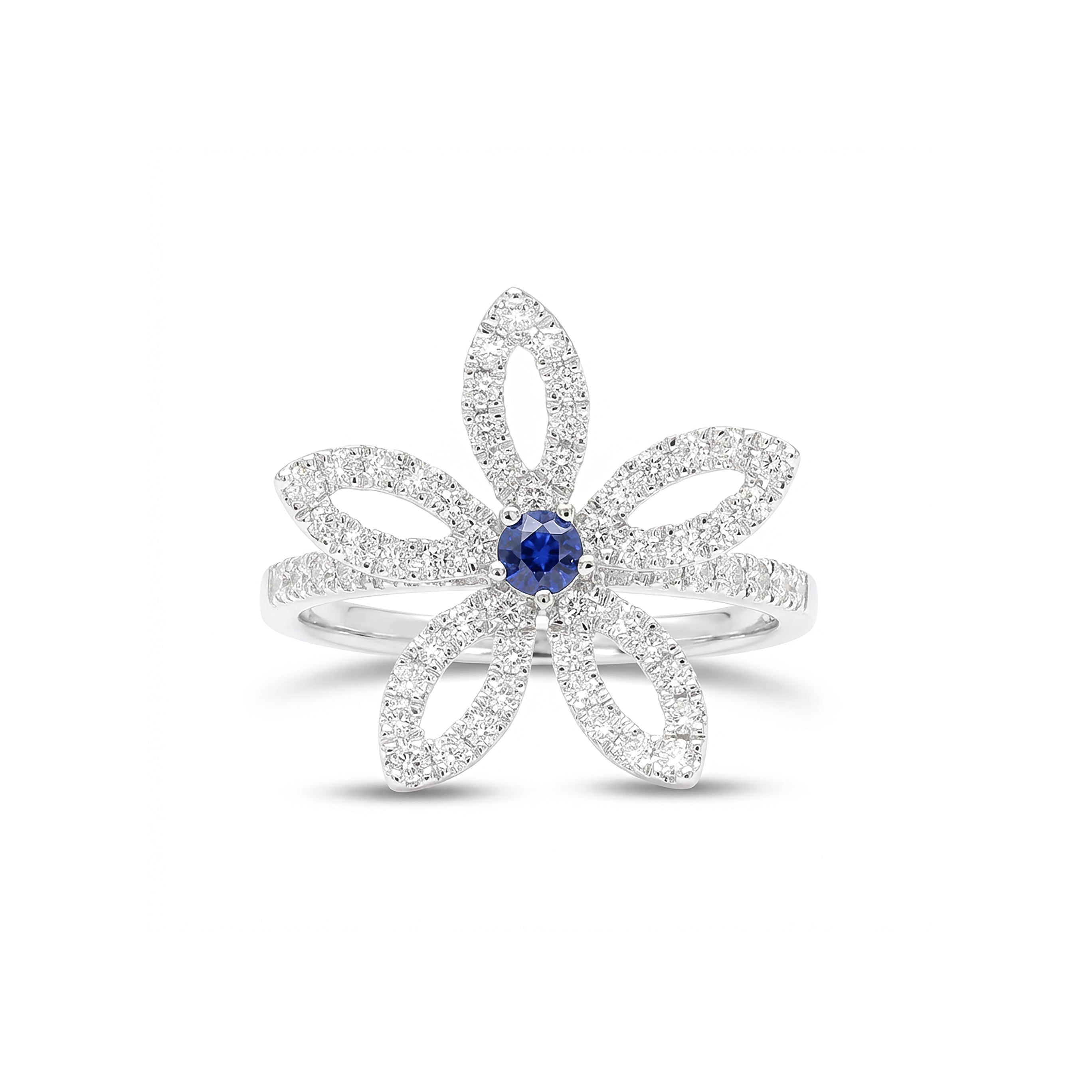 Natural Sapphire & Diamond Flower Ring product image 1