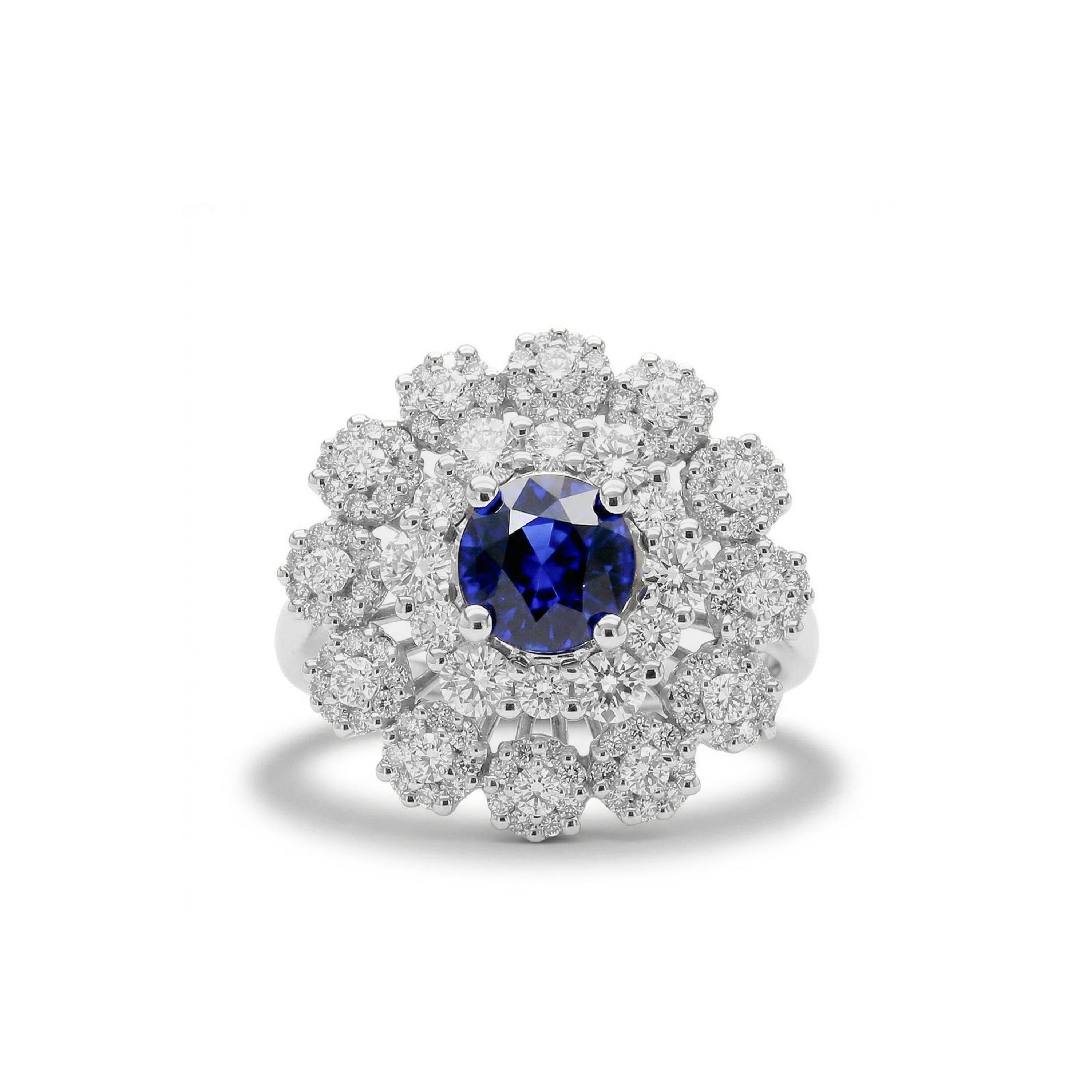 Natural Sapphire & Diamond Halo Ring product image 1